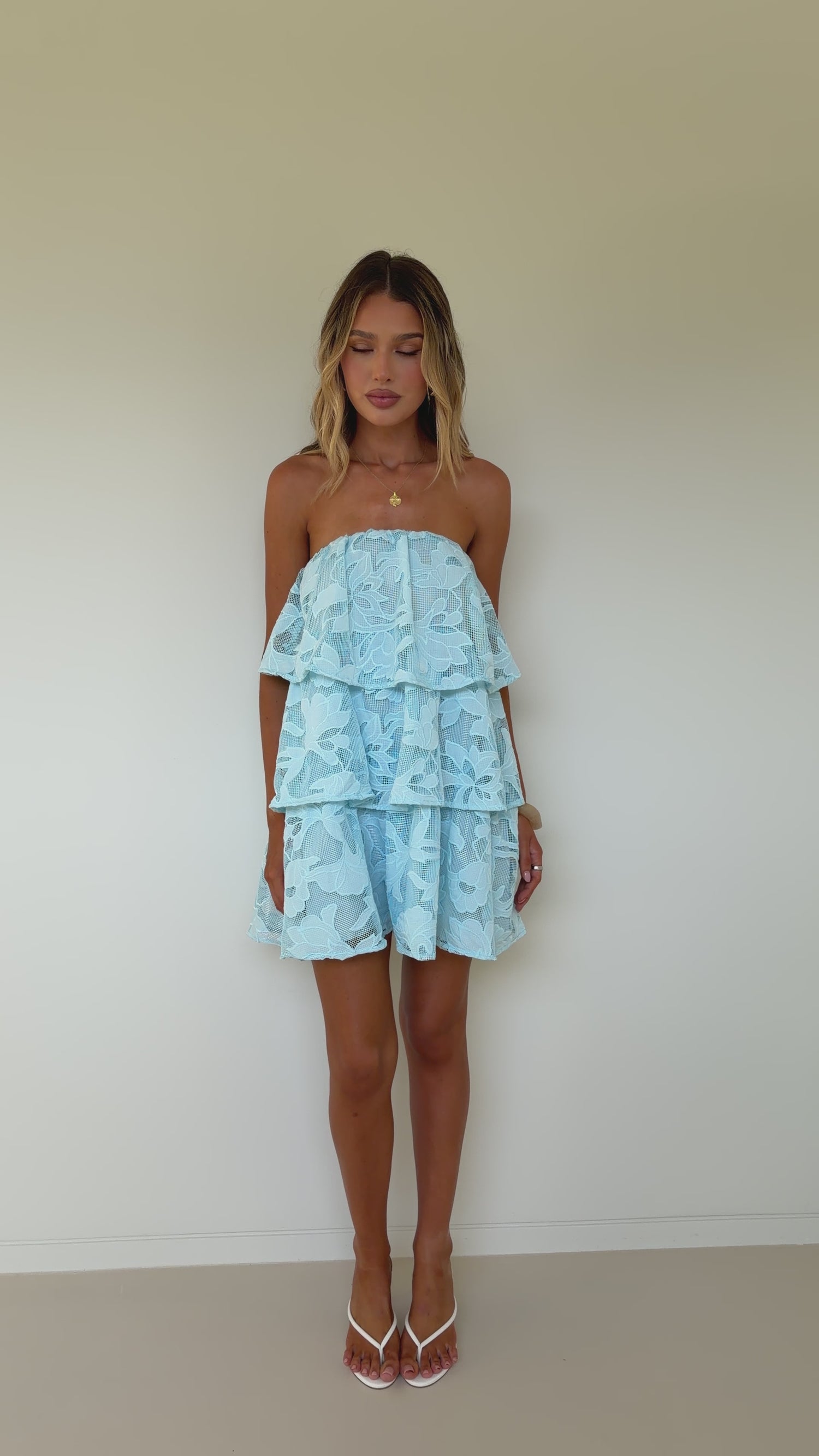 Elodie Mini Dress - Blue Bloom Lace - Billy J