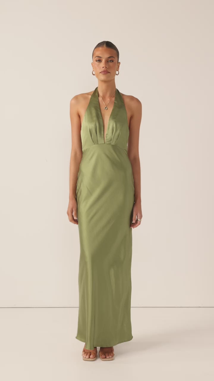 Load video: Chloe Maxi Dress - Olive - Billy J