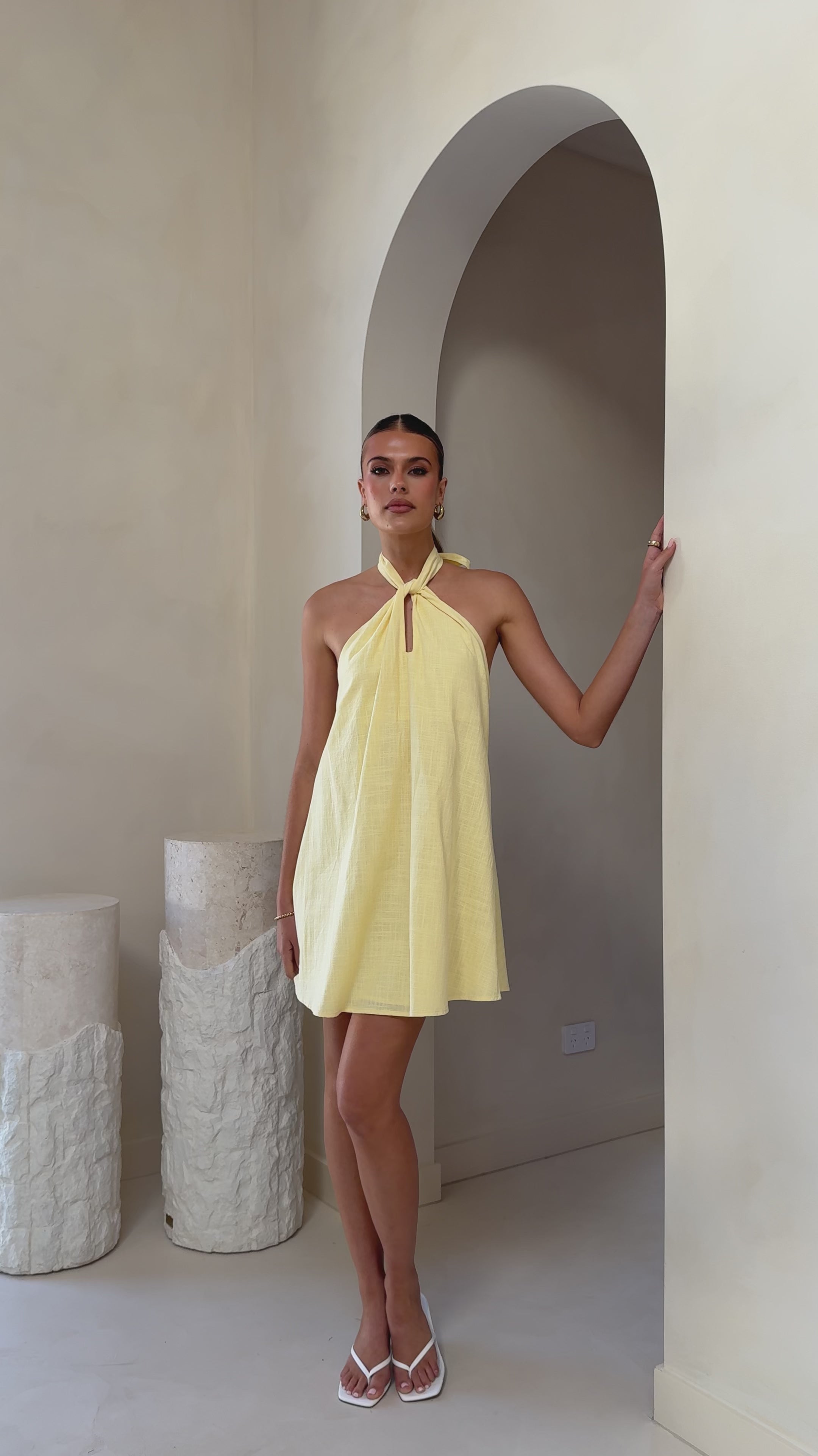 Load video: Maja Mini Dress - Yellow - Billy J