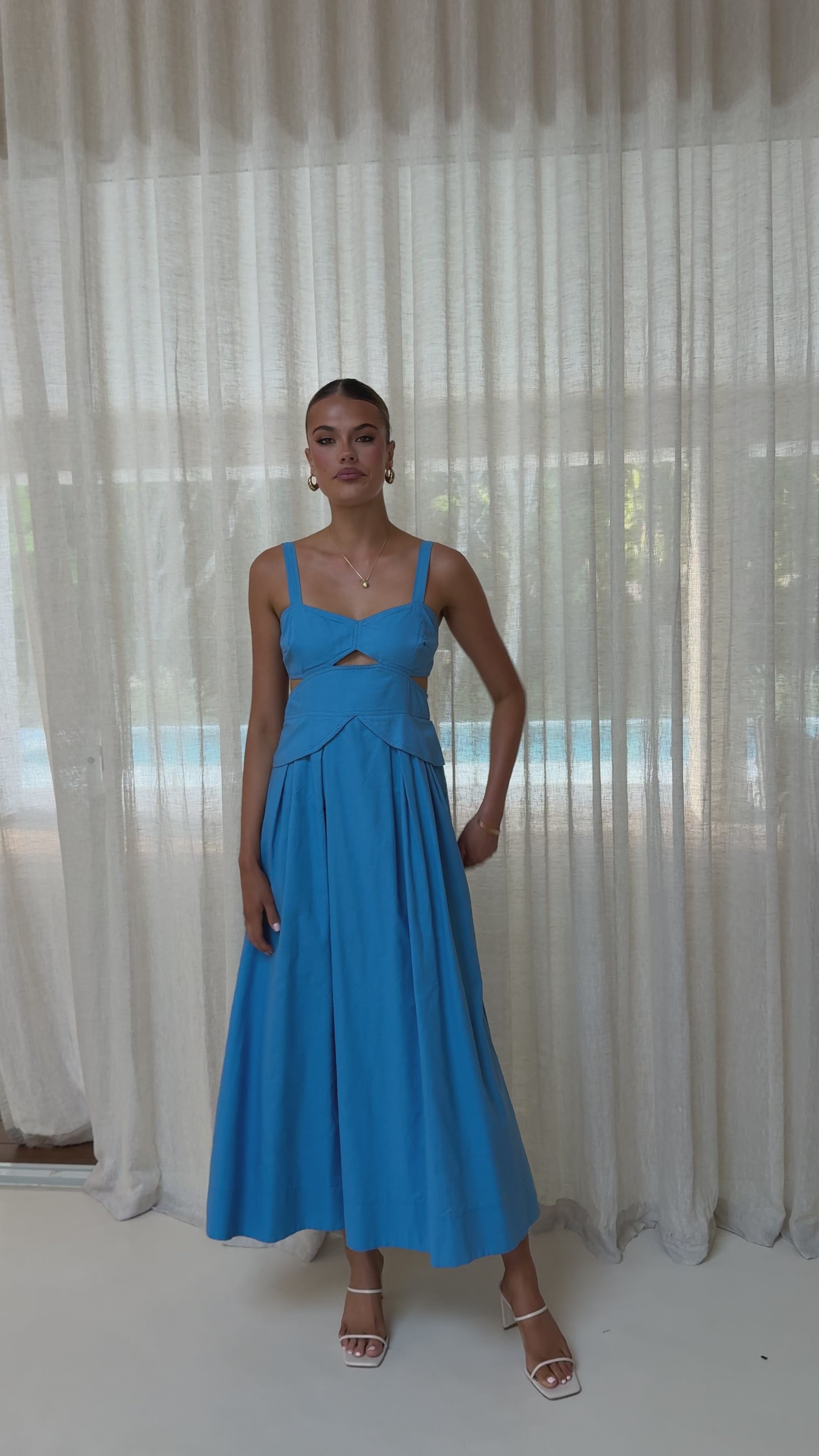 Load video: Harleigh Maxi Dress - Blue - Billy J