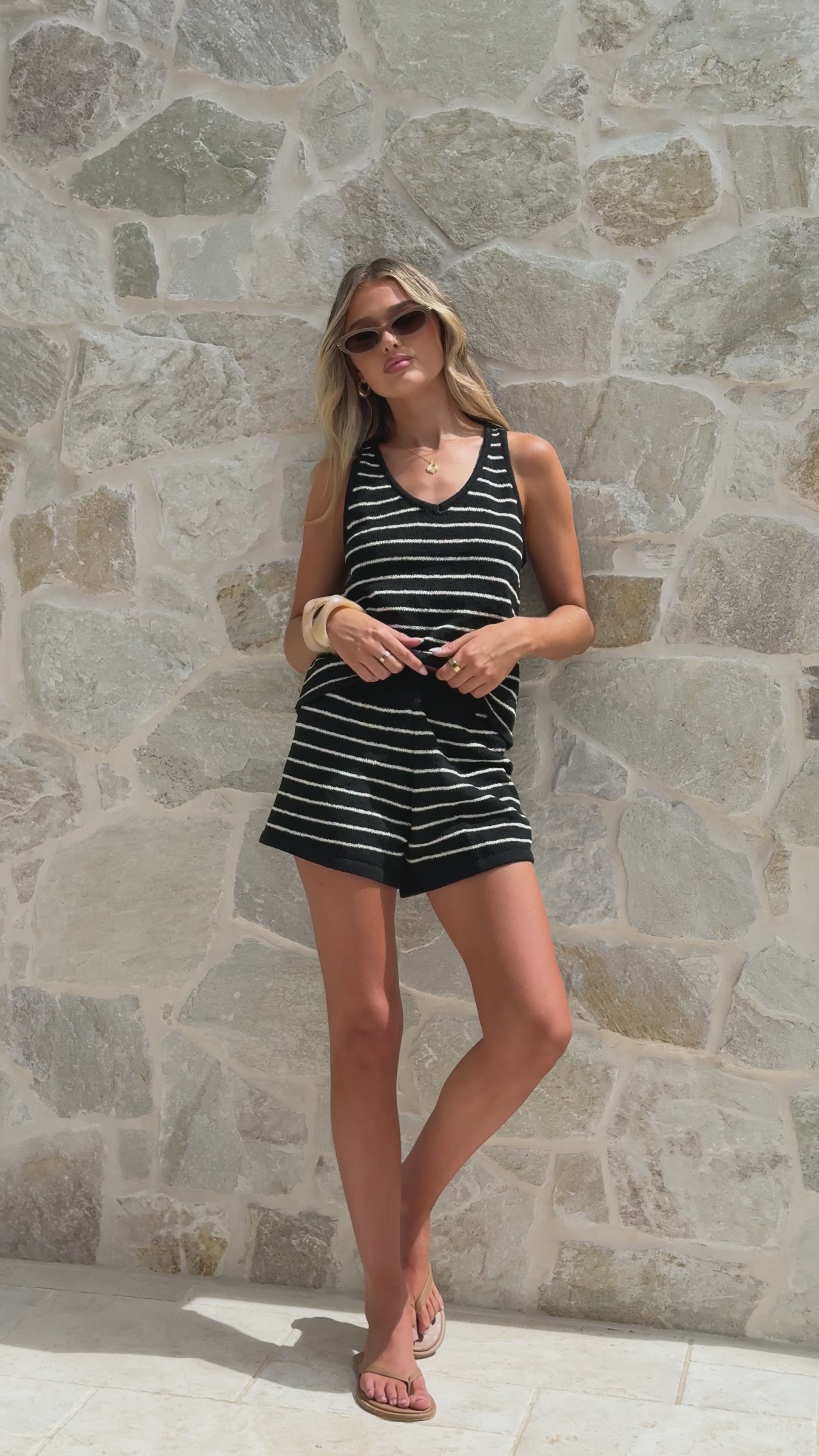 Load video: Kady Knit Top - Black/White Stripe - Billy J