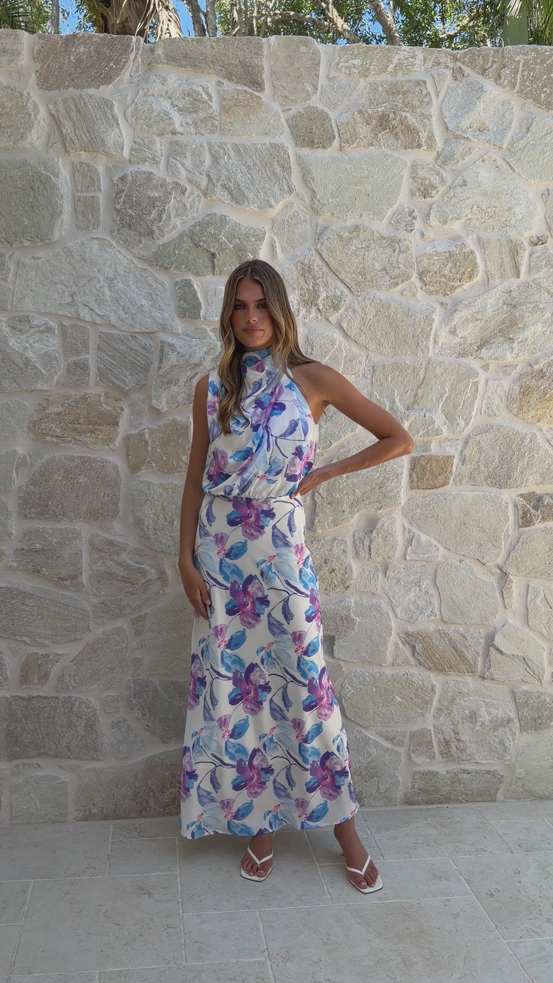 Marlie Maxi Dress - Blue Floral - Billy J