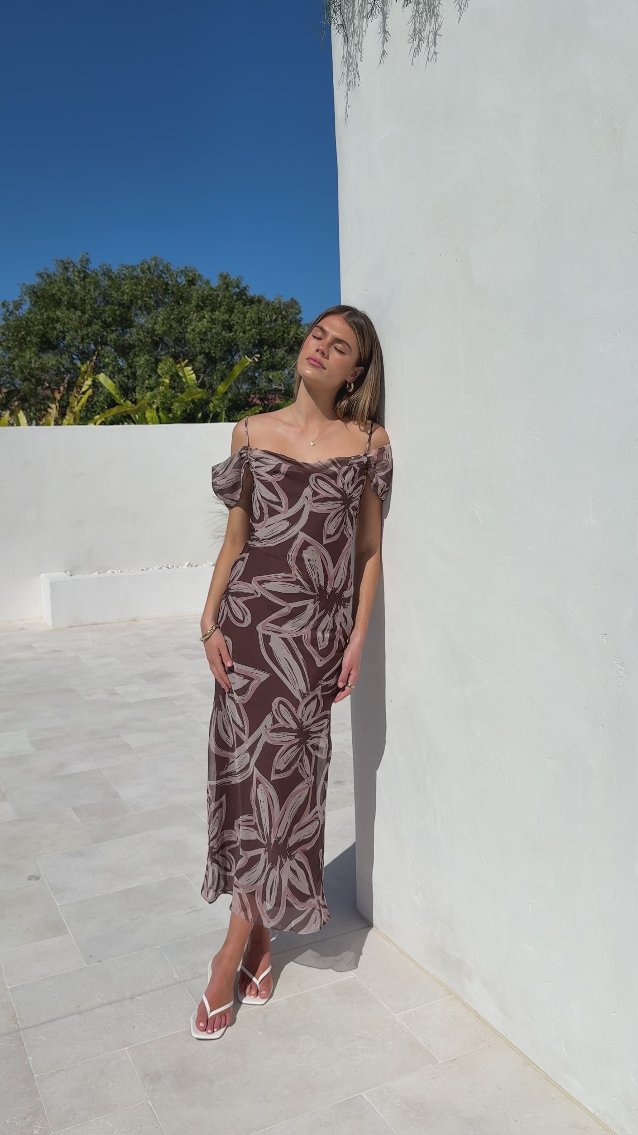 Adrianna Maxi Dress - Brown Floral - Billy J