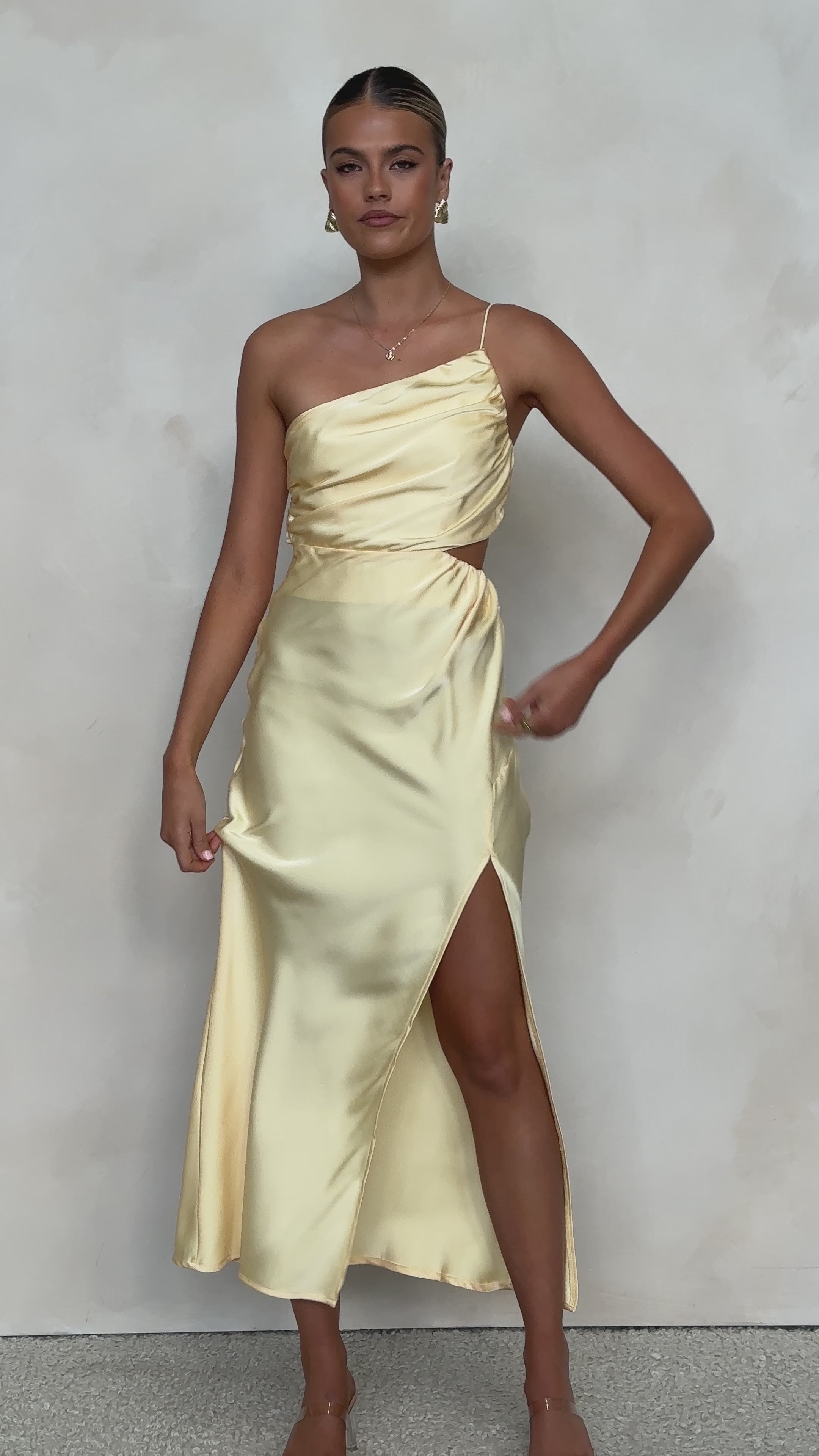 Load video: Nyla Maxi Dress - Lemon - Billy J