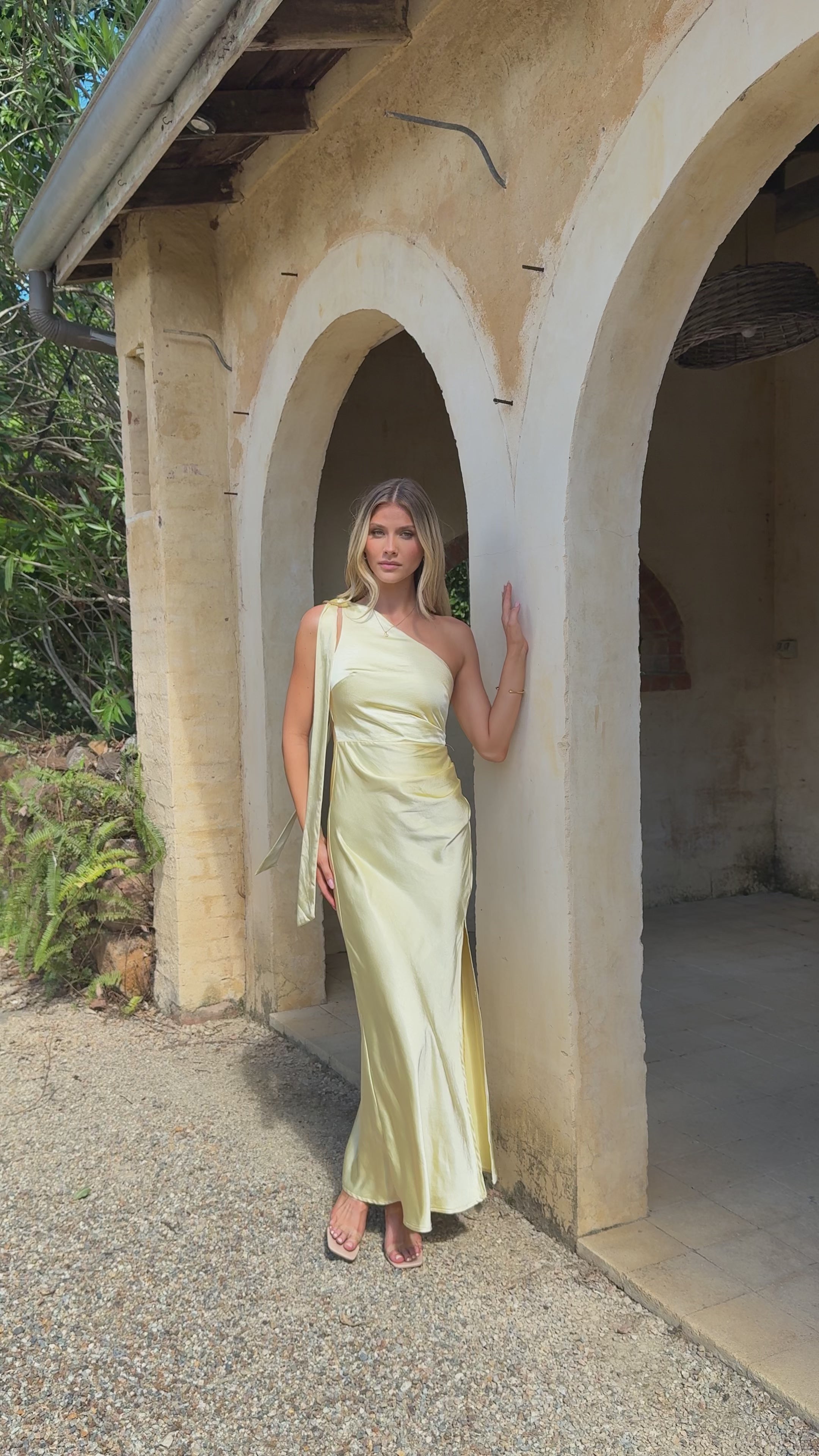 Load video: Halle One Shoulder Maxi Dress - Yellow - Billy J