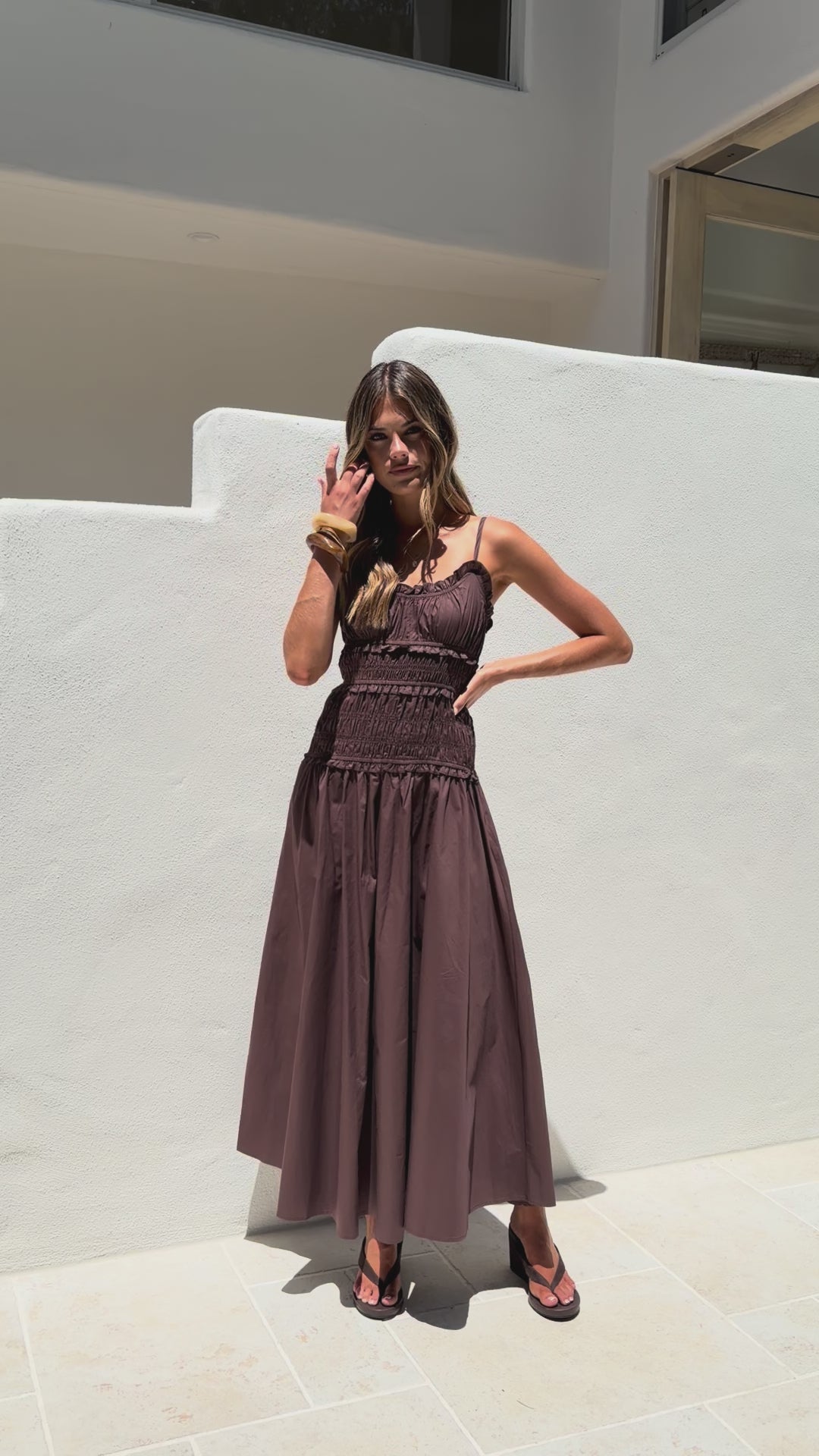 Load video: Vida Maxi Dress - Brown - Billy J