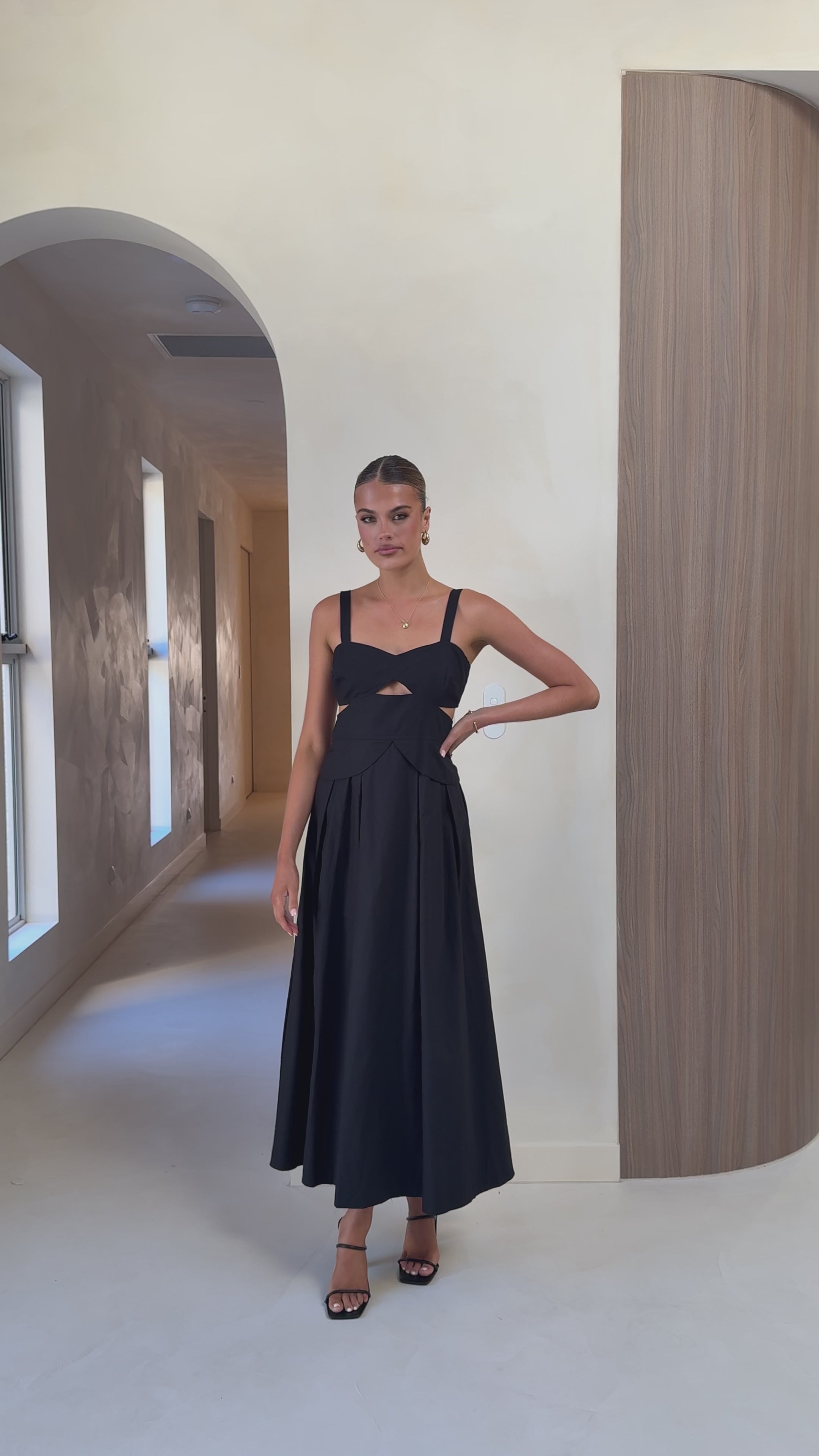 Load video: Harleigh Maxi Dress - Black - Billy J