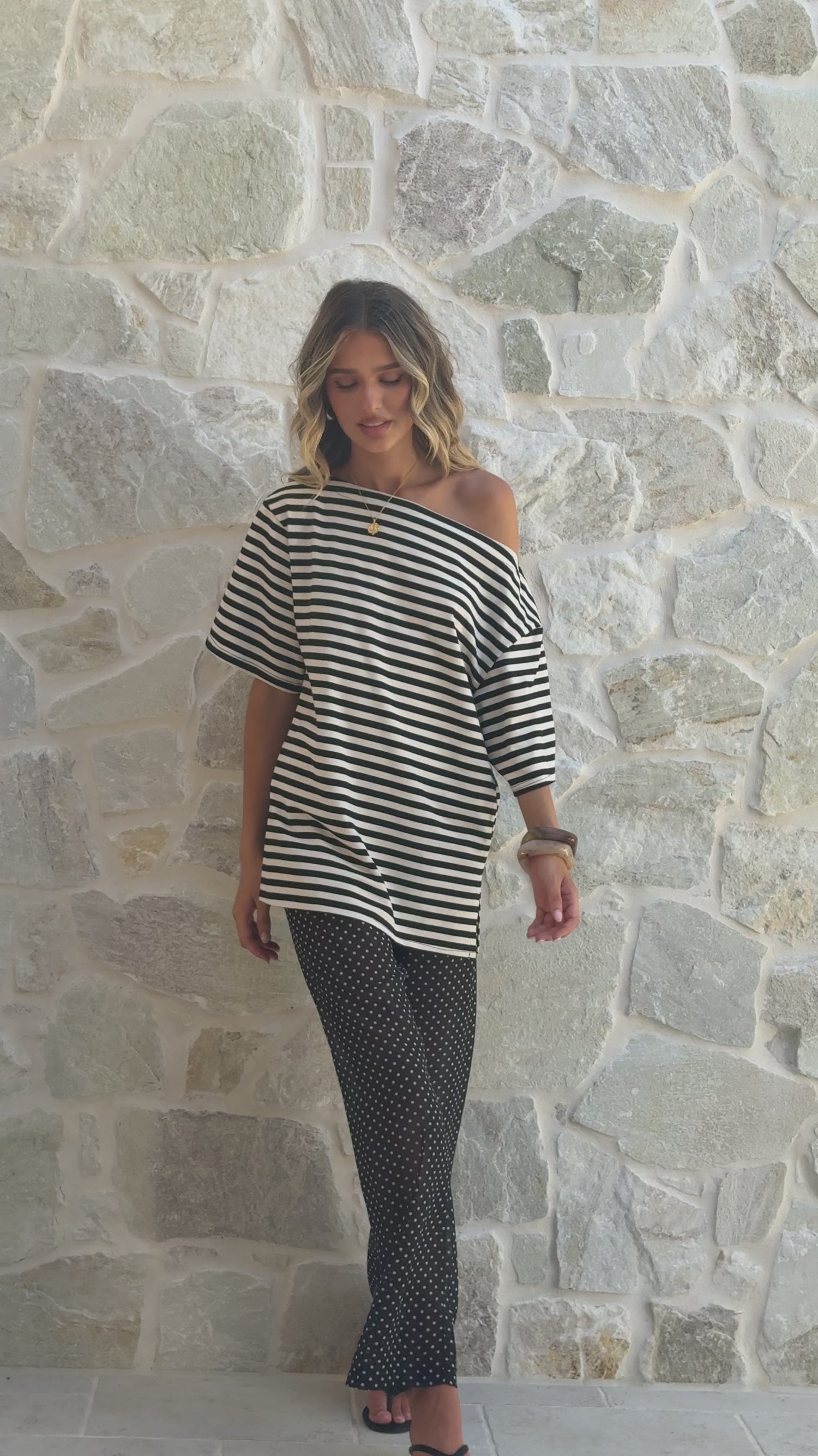 Reda Semi Sheer Pants - Black/White Spot - Billy J