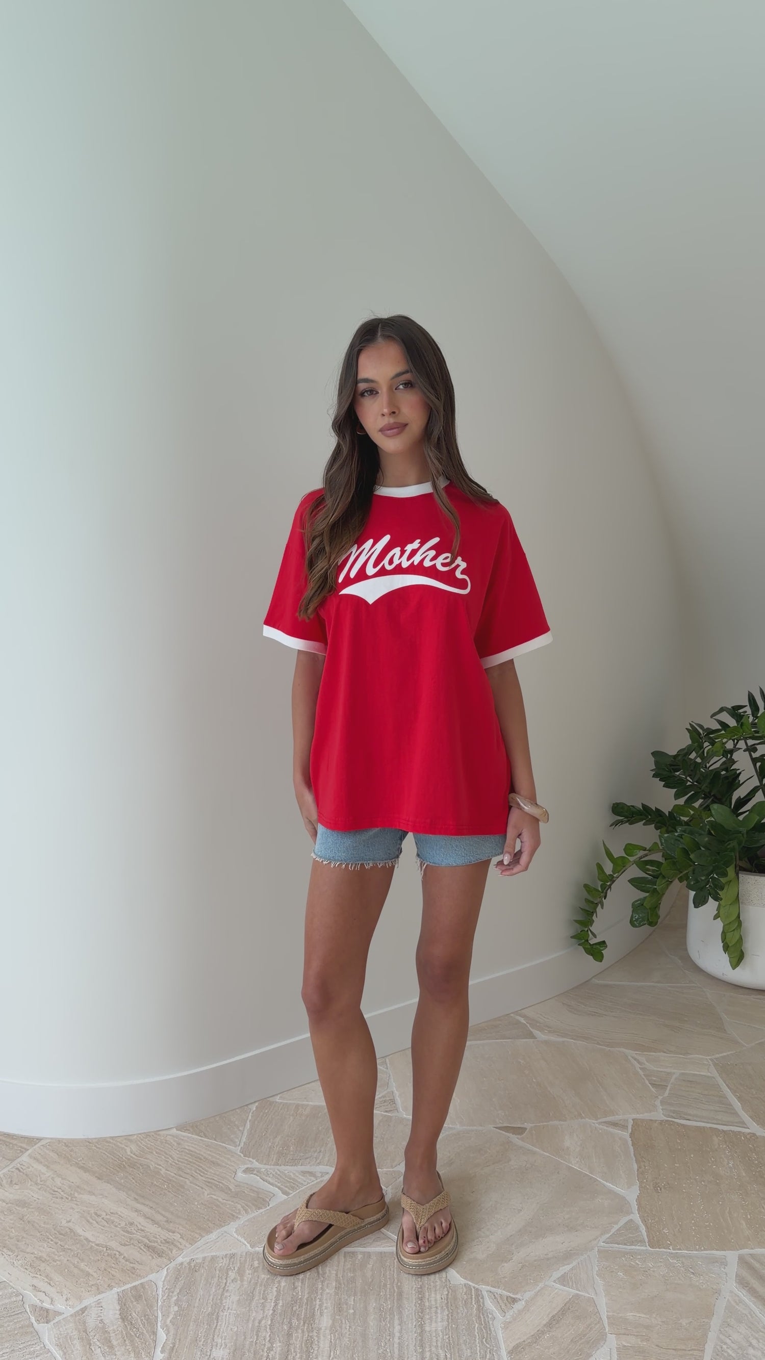 Mother Oversized Tee - Red/White - Billy J