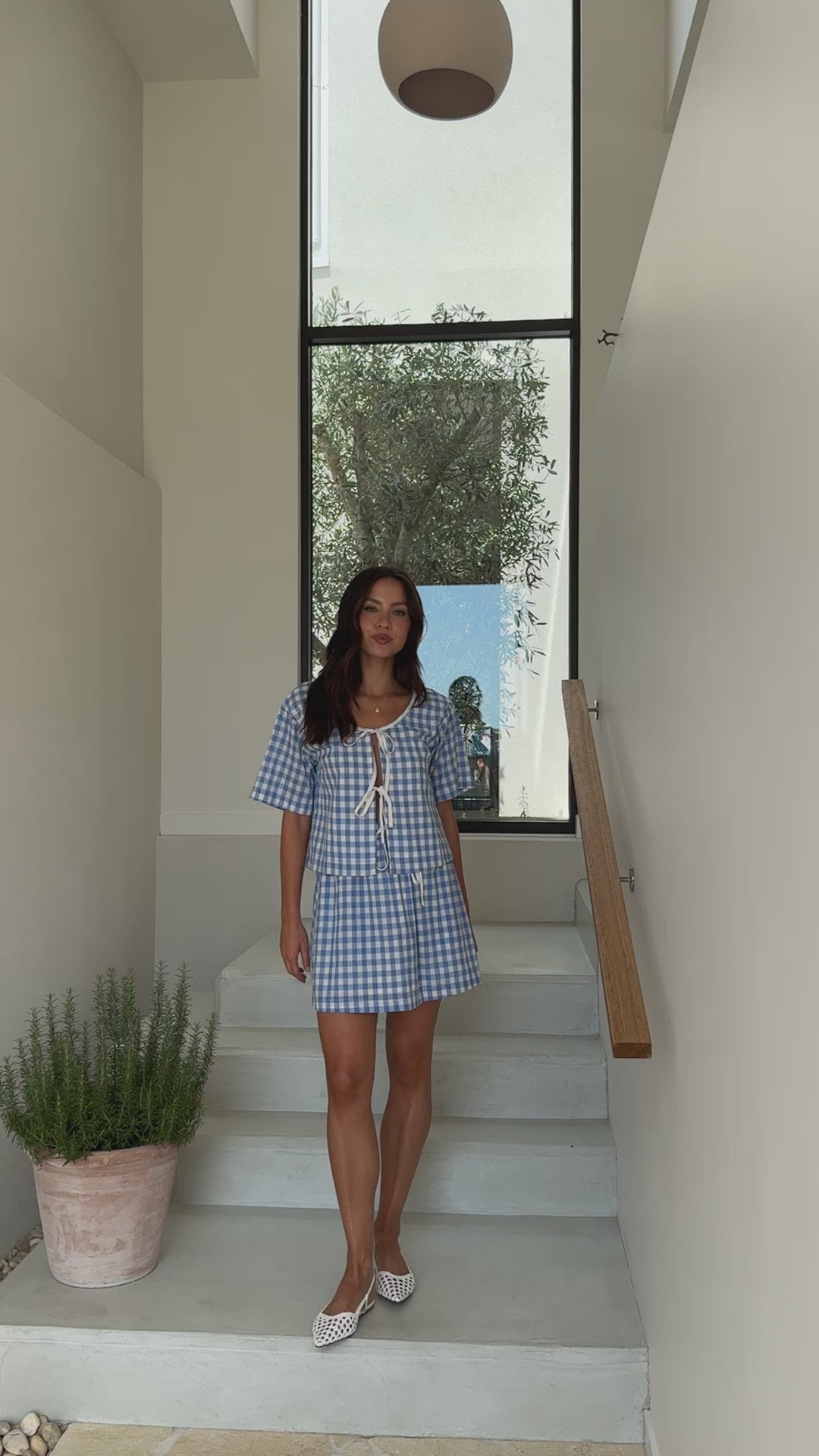Load video: Madison Top - Blue/White Gingham - Billy J