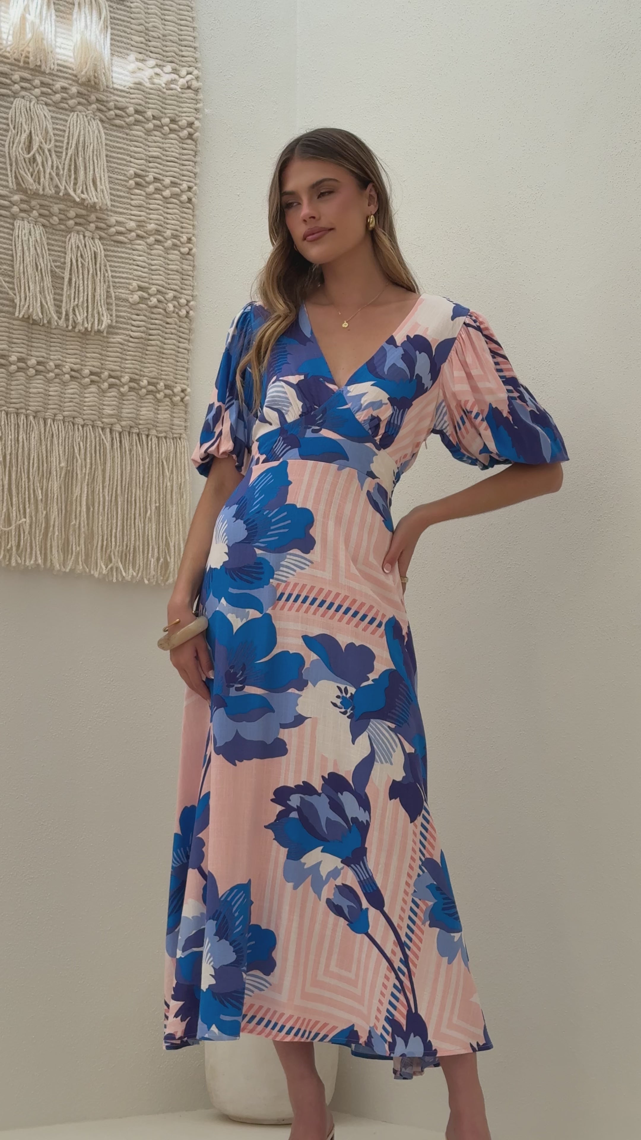 Load video: Sapphire Maxi Dress - Blossom Print - Billy J