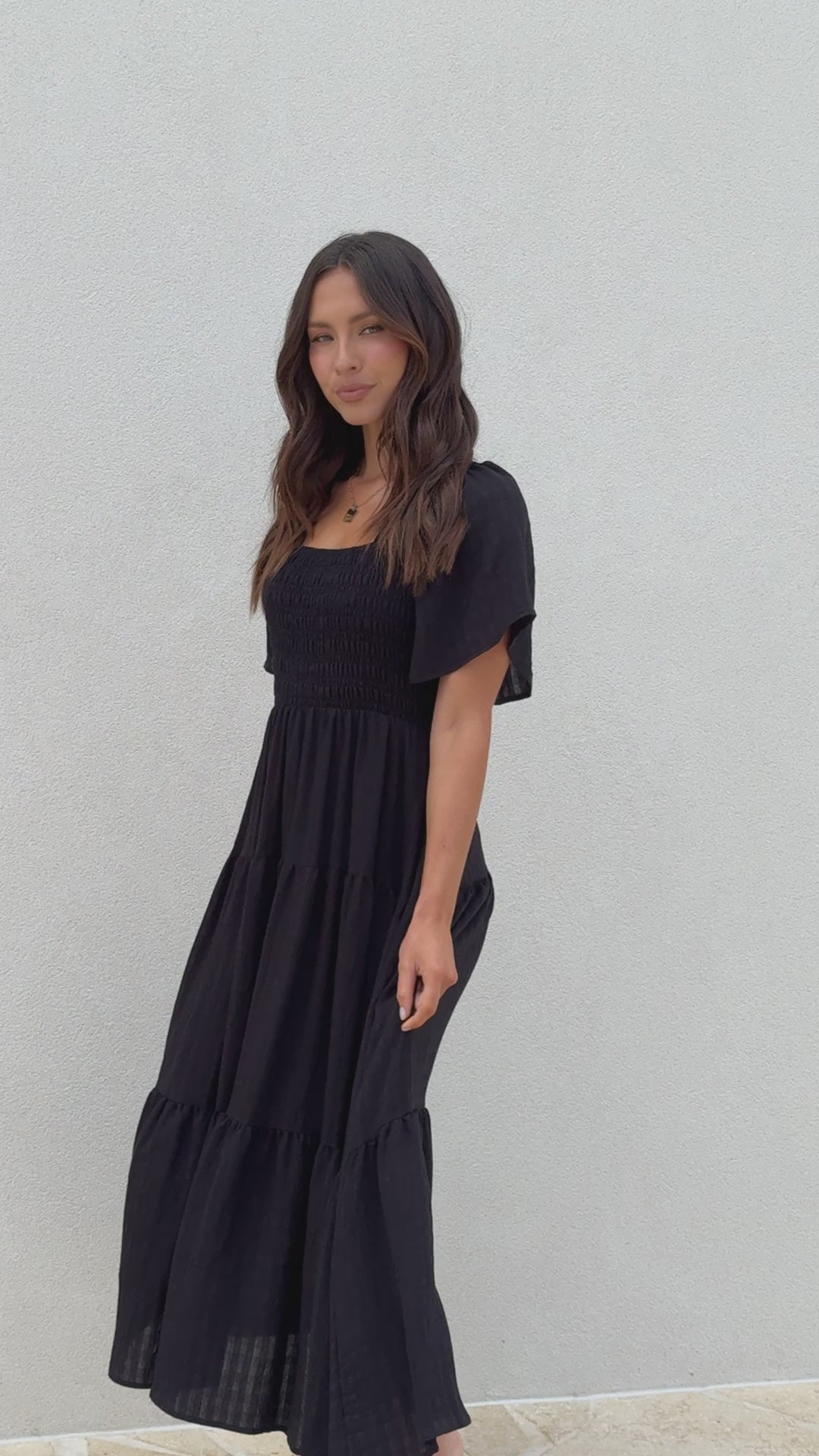 Load video: Lainey Midi Dress - Black - Billy J