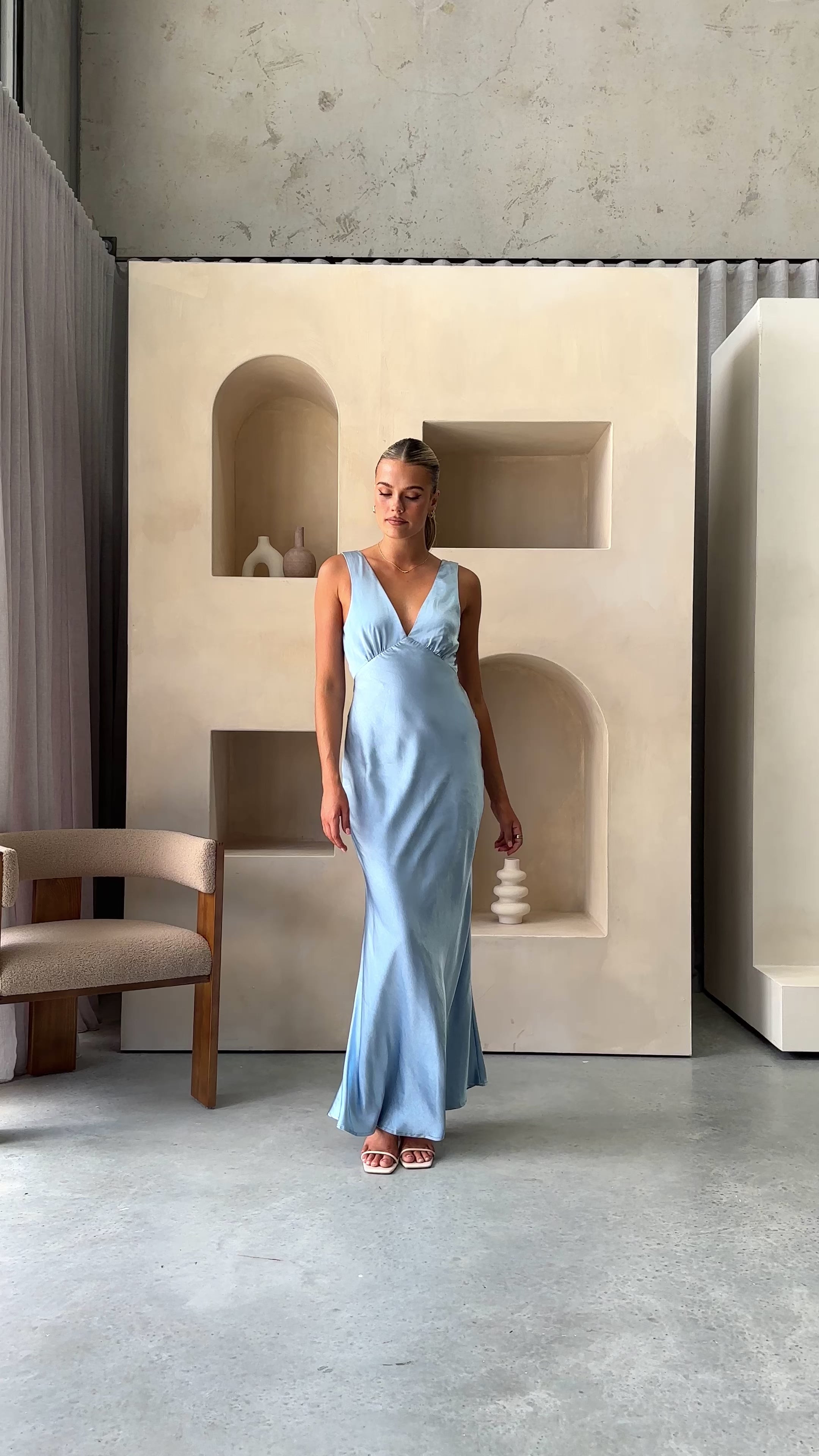 Load video: Sofia Maxi Dress - Blue - Billy J