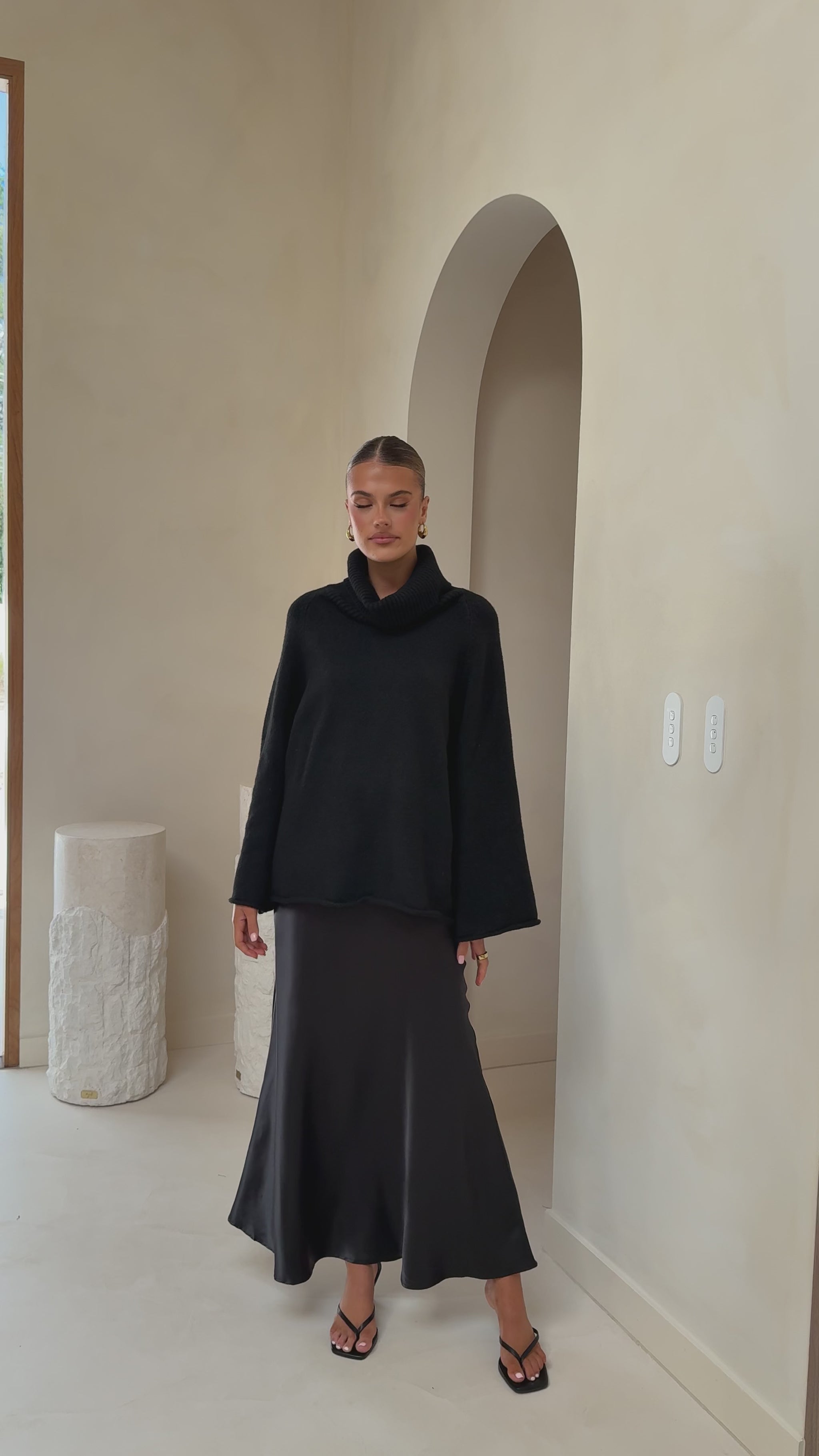 Darina Bias Cut Maxi Skirt - Black - Billy J