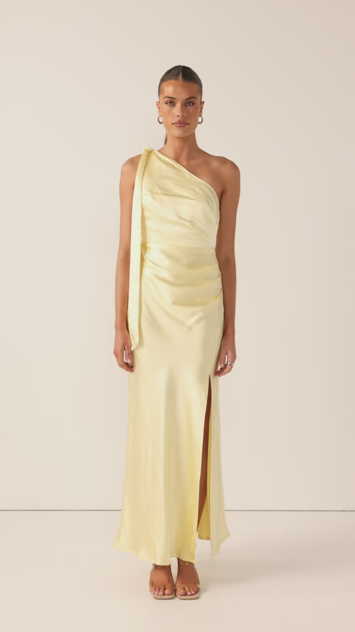 Load video: Halle One Shoulder Maxi Dress - Yellow