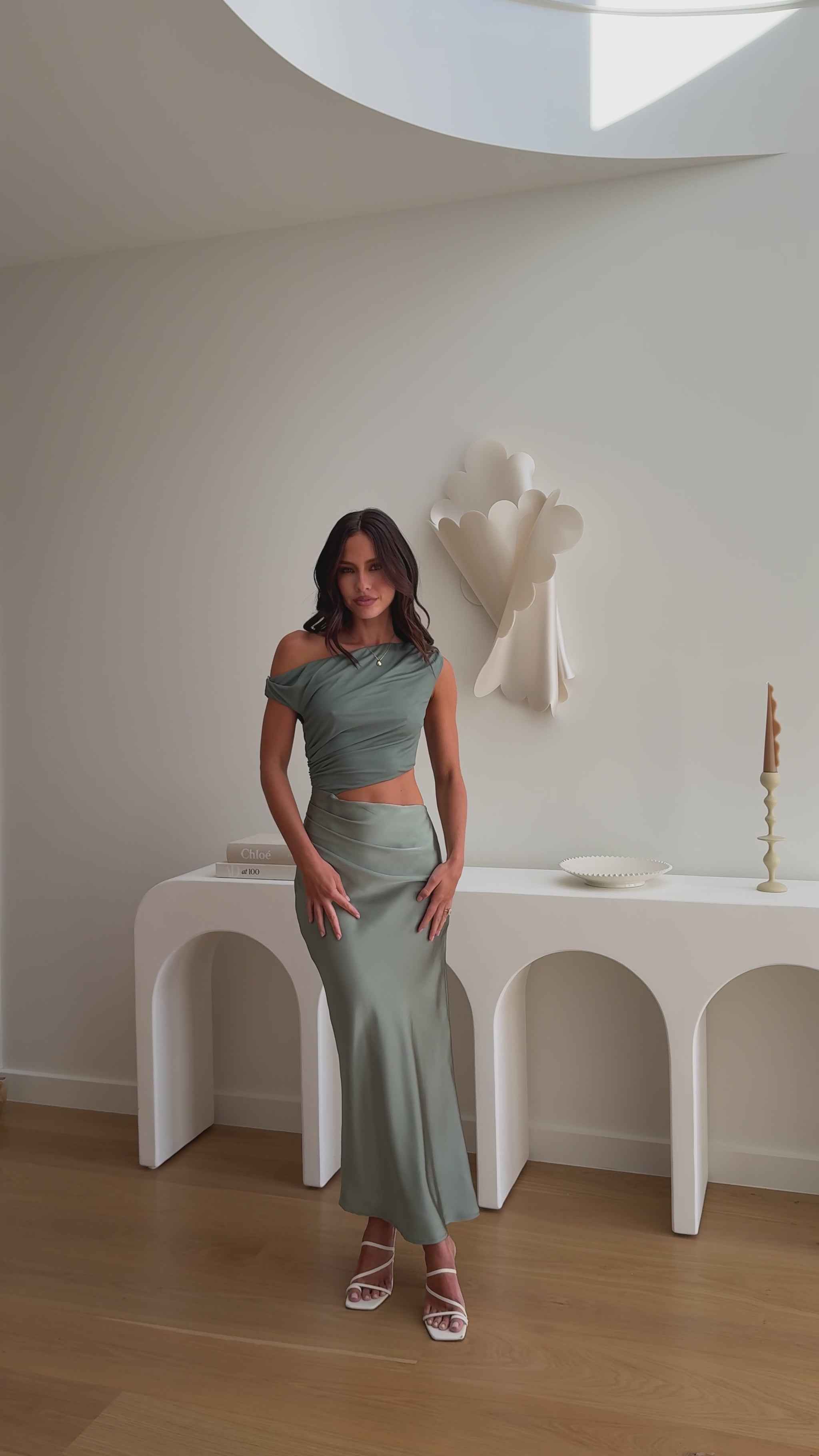Ruby Asymmetrical Maxi Dress - Sage - Billy J