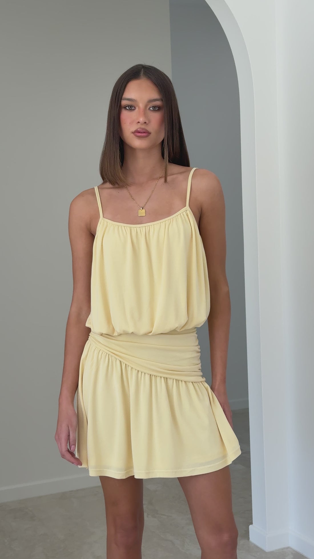 Bettina Mini Dress - Lemon - Billy J