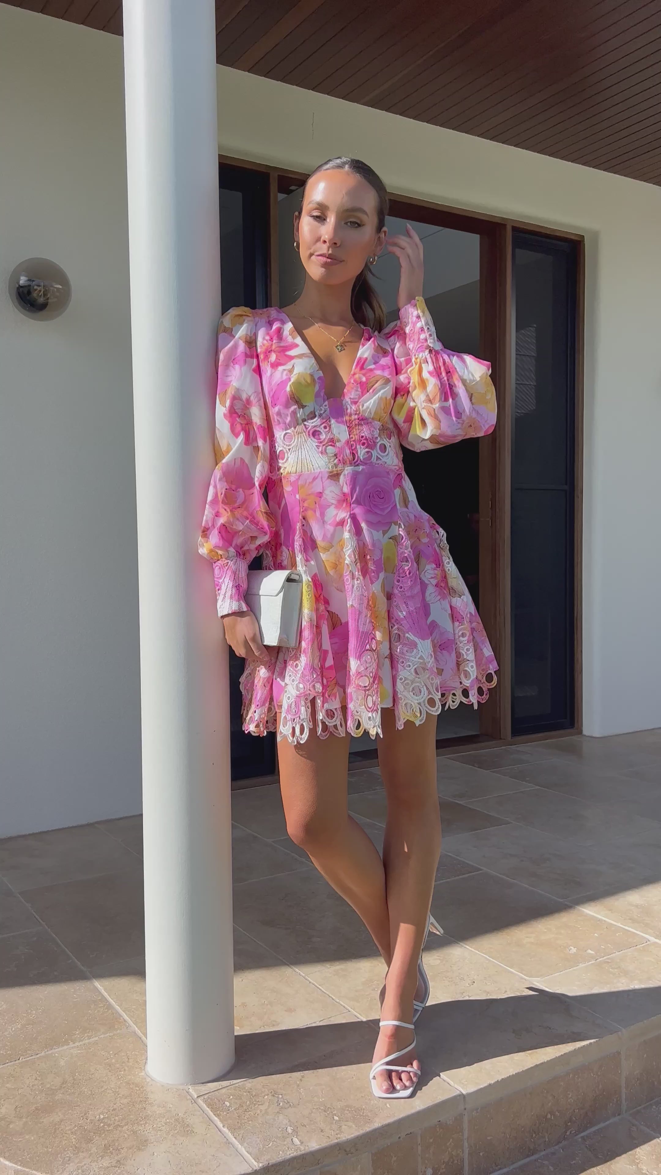 Load video: Felicity Mini Dress - Pink Floral - Billy J