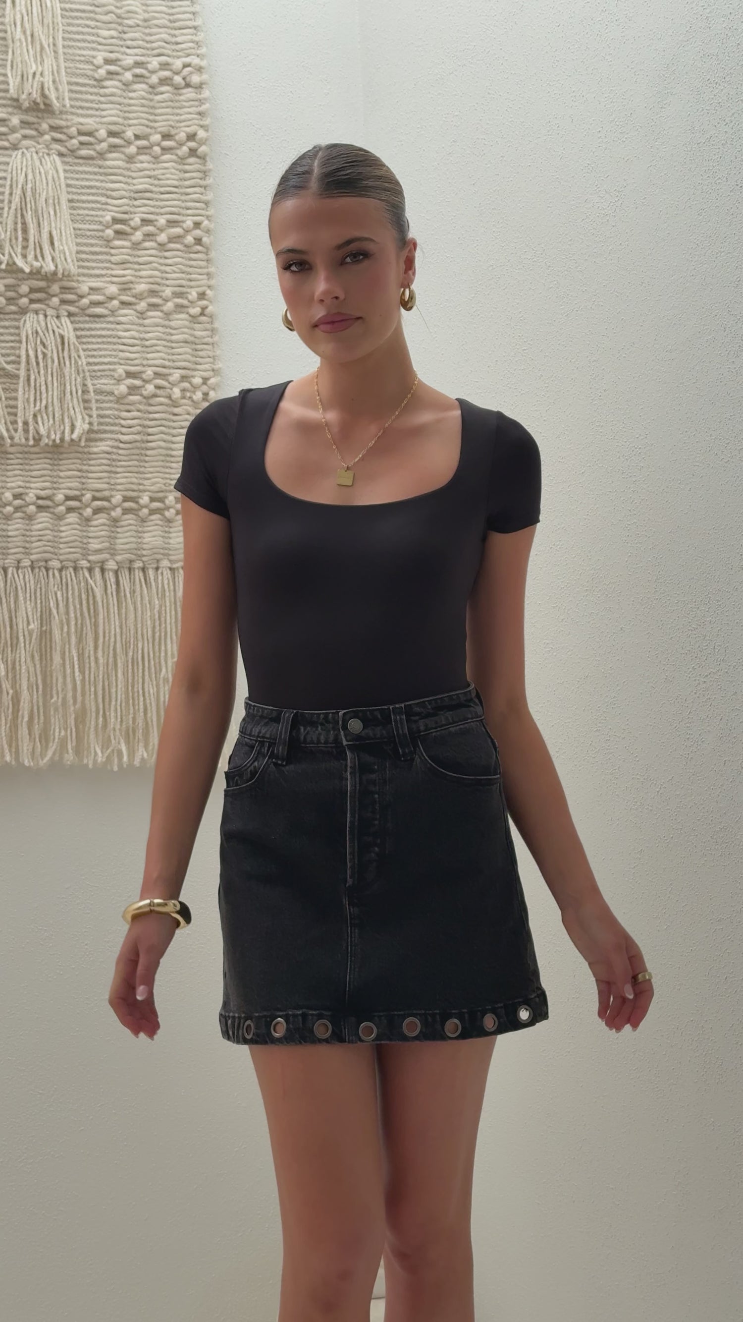 Rollas High Line Mini Skirt - Black Sand Eyelet - Billy J