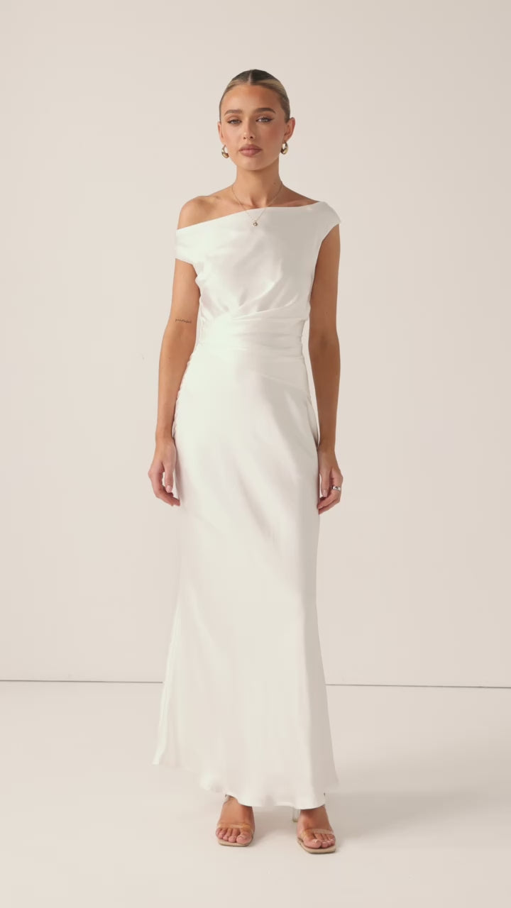 Auria Off Shoulder Maxi Dress - Ivory - Billy J