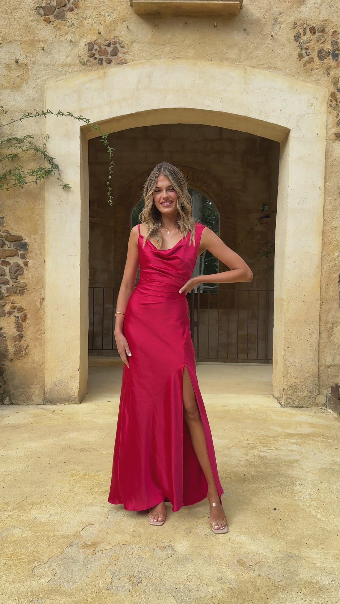 Iris Asymmetrical Maxi Dress - Red - Billy J