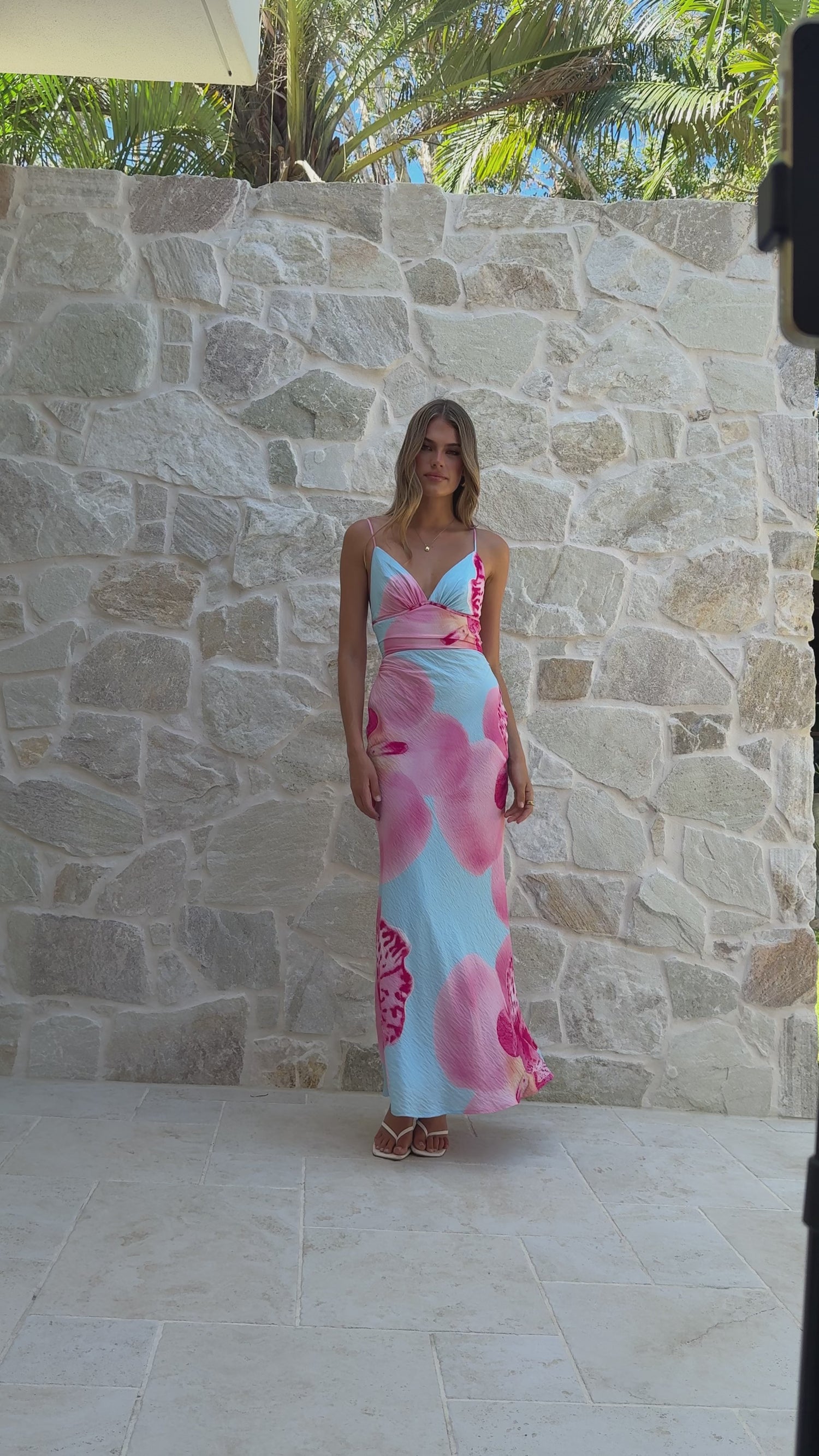 Scarlet Maxi Dress - Blue/Pink Floral - Billy J