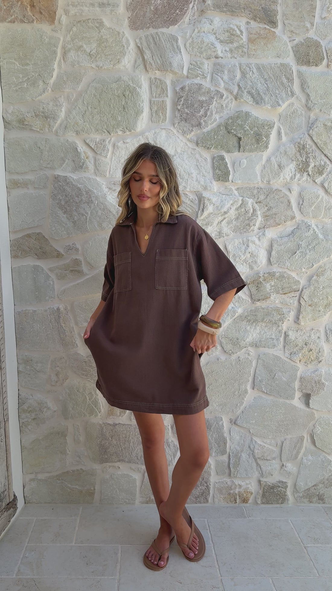 Ilia Denim Mini Dress - Chocolate - Billy J