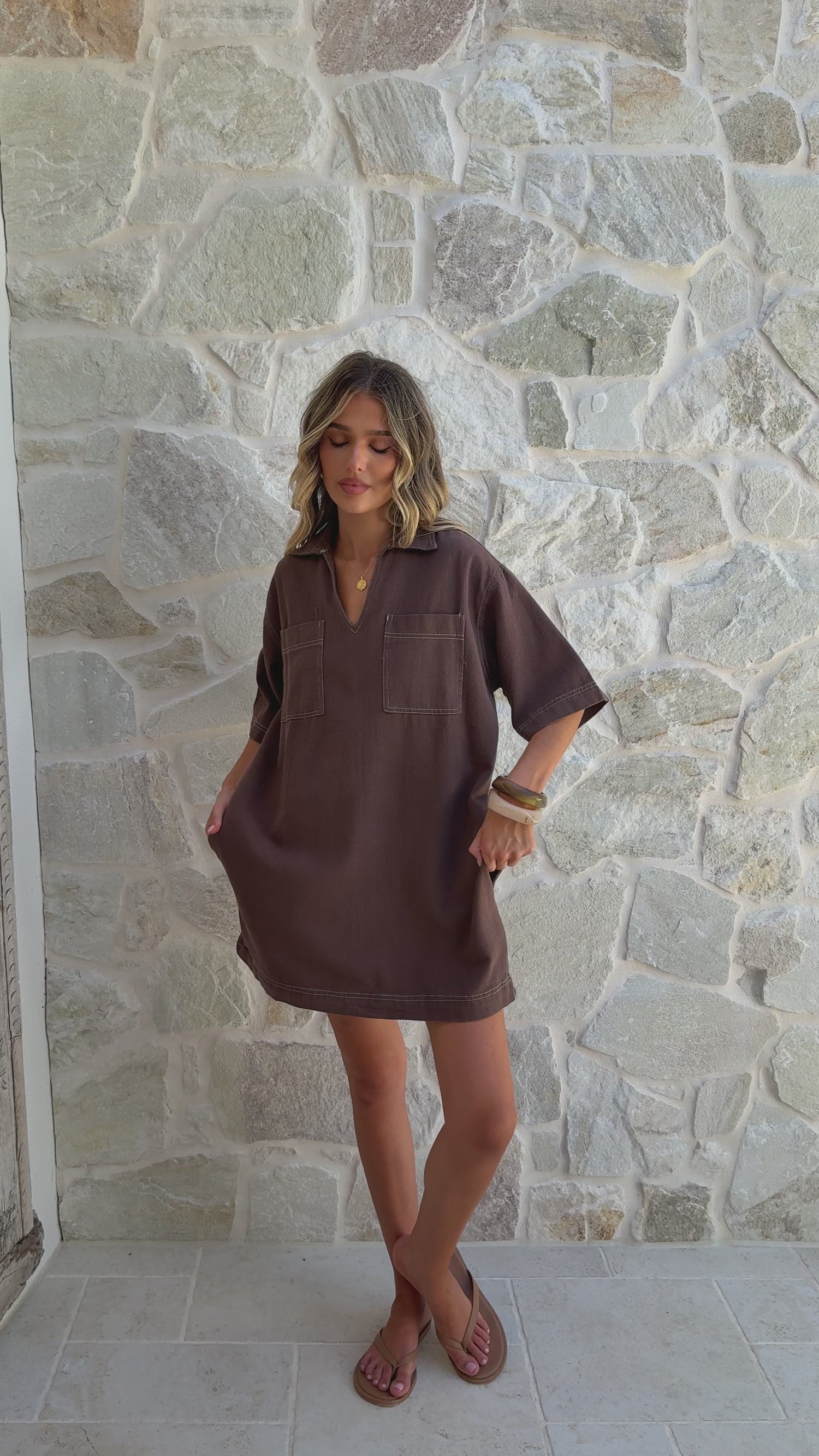 Ilia Denim Mini Dress - Chocolate - Billy J