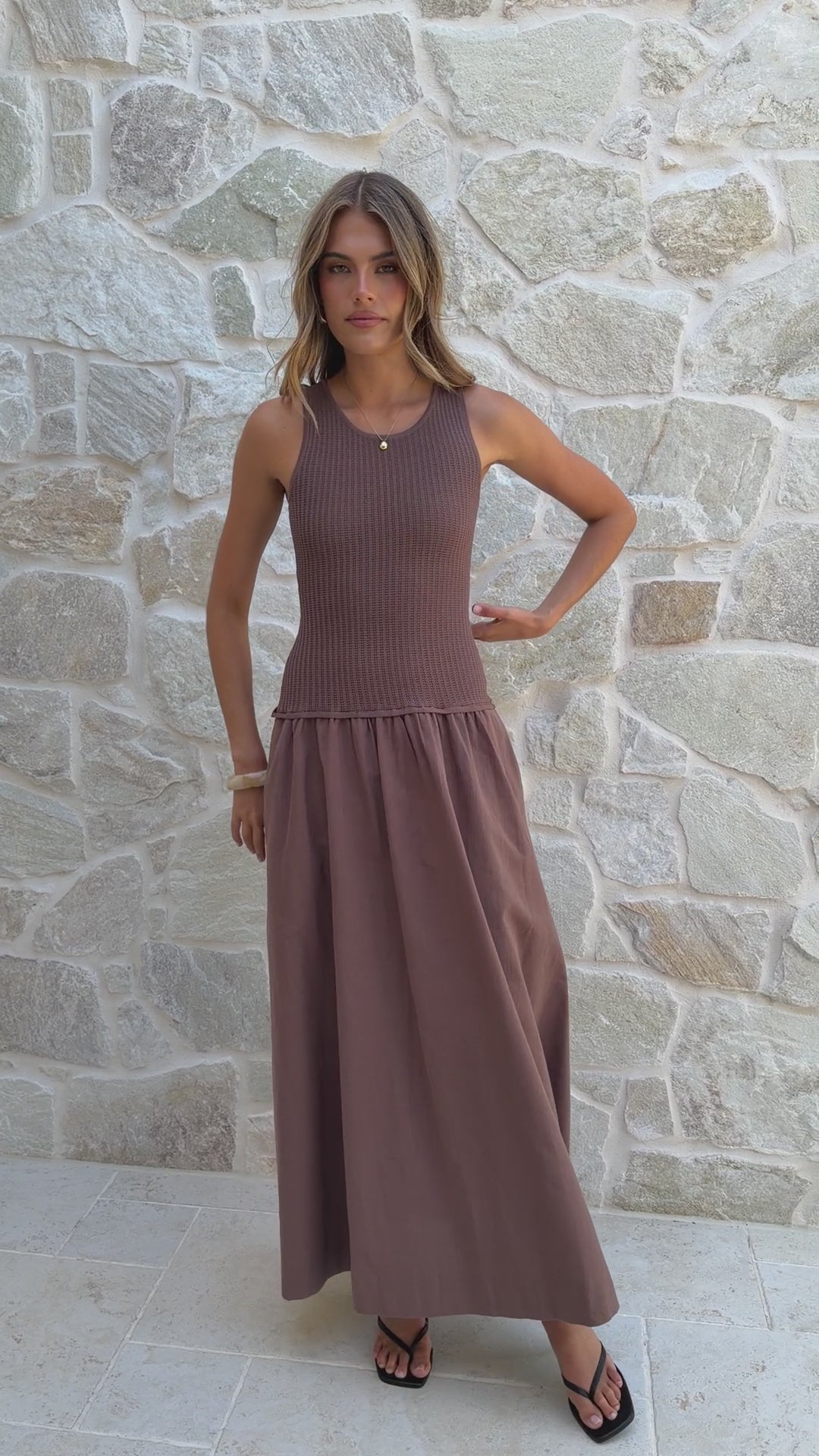 Load video: Arden Maxi Dress - Chocolate - Billy J