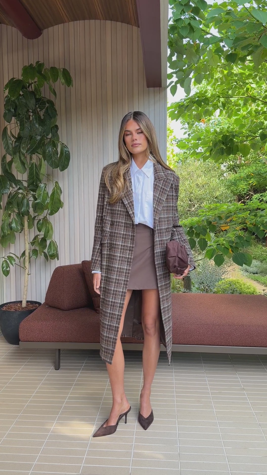 Load video: MVN Adrina Coat - Brown Plaid - Billy J