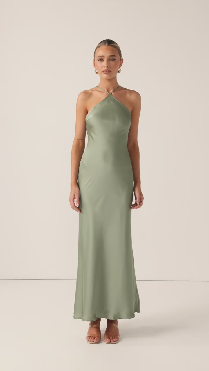 Load video: Chiara Maxi Dress - Green - Billy J