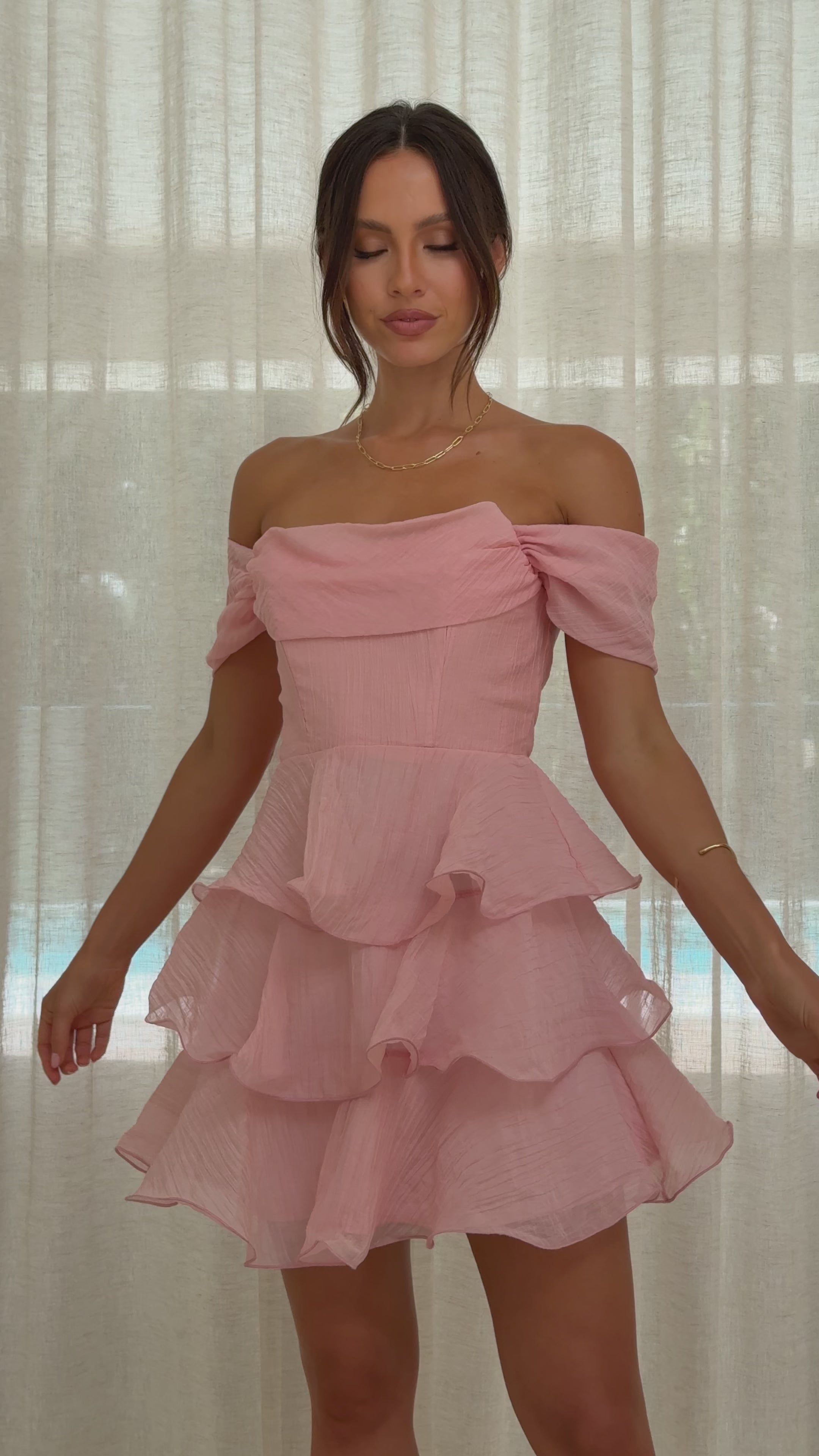 Load video: Lanelle Mini Dress - Pink - Billy J