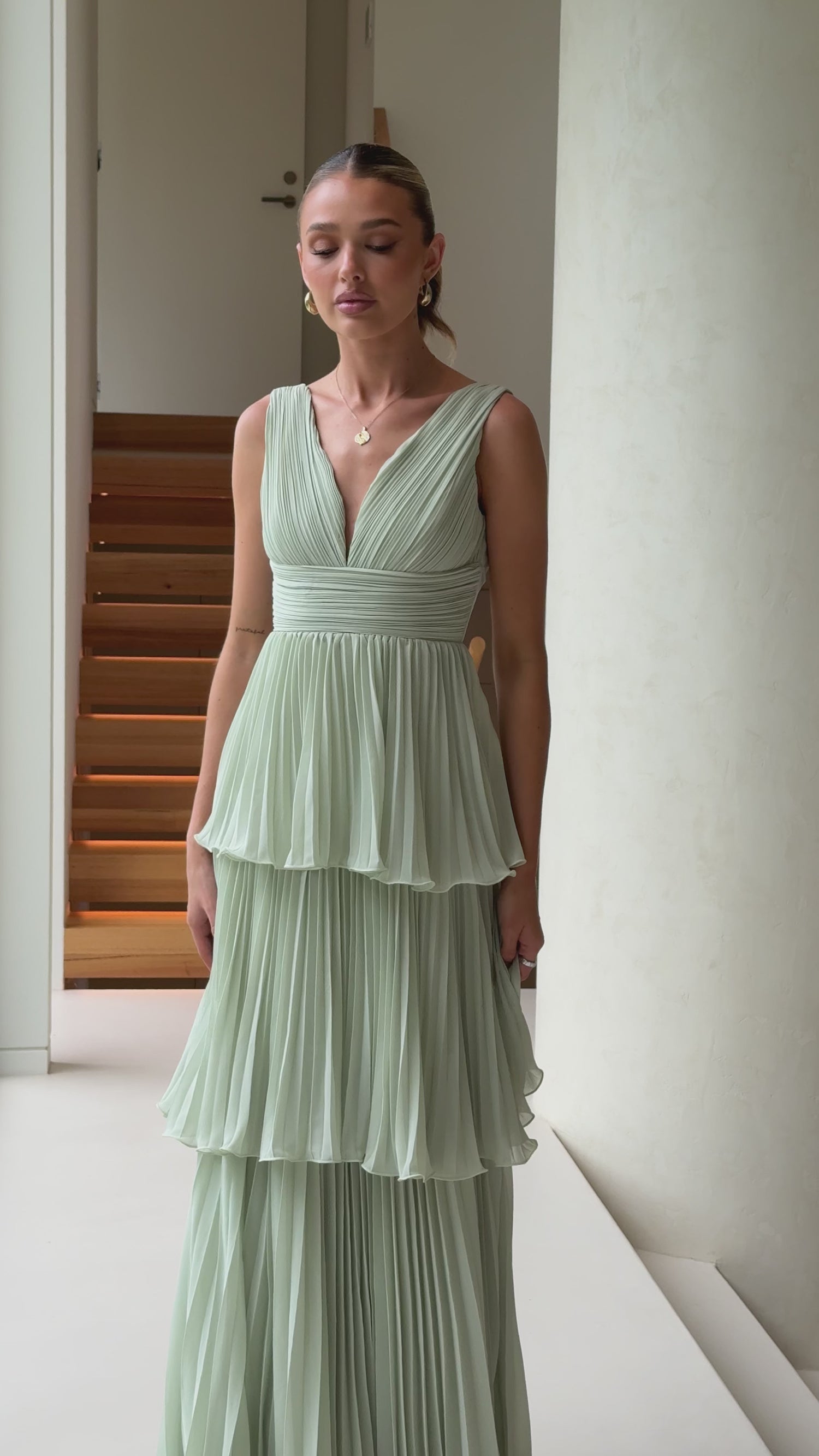 Kaelan Tiered Maxi Dress - Sage - Billy J