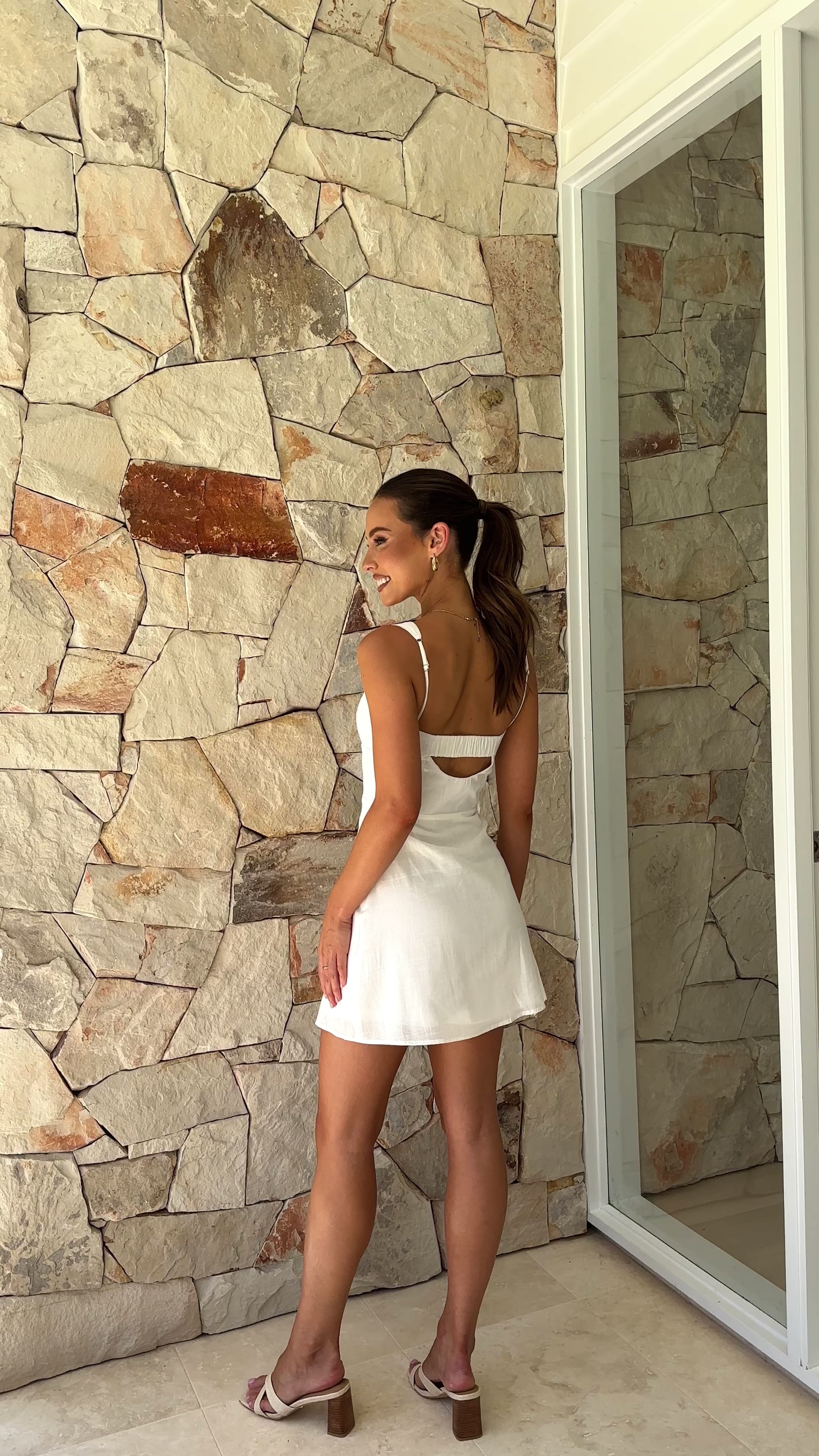 Load video: Nadalia Mini Dress - White - Billy J