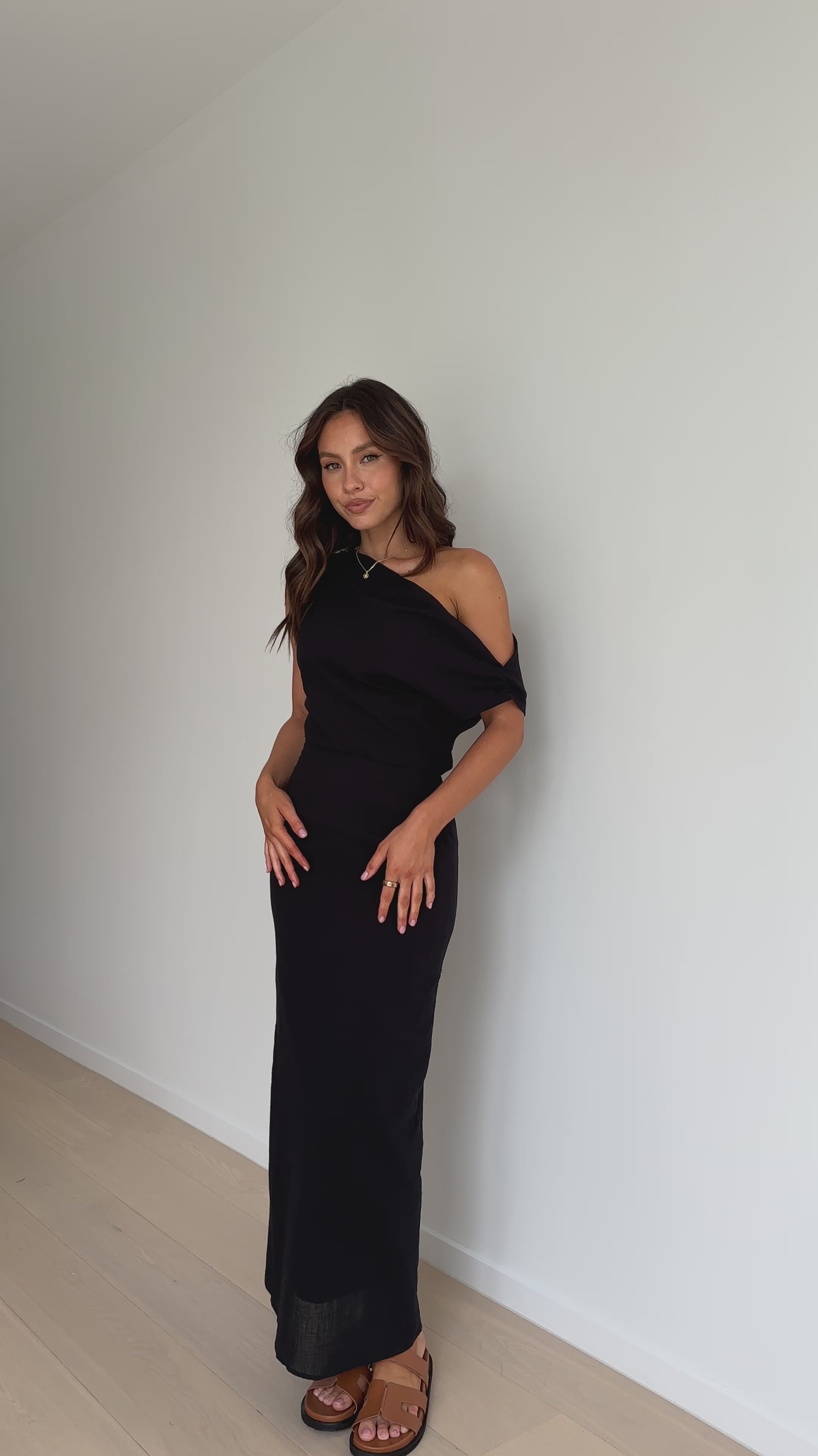 Load video: Luci Maxi Dress - Black - Billy J