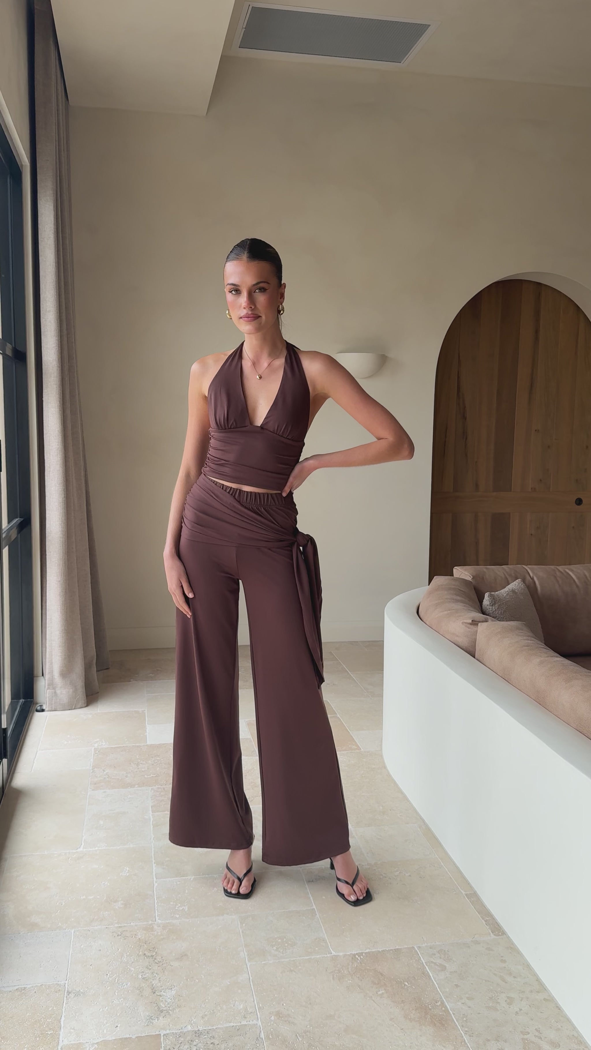 Sarki Halter Neck Crop Top - Chocolate - Billy J