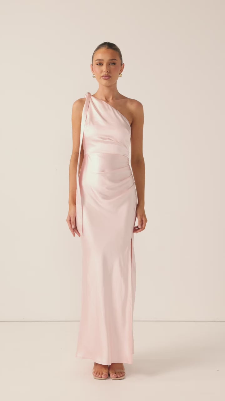 Load video: Halle One Shoulder Maxi Dress - Pink
