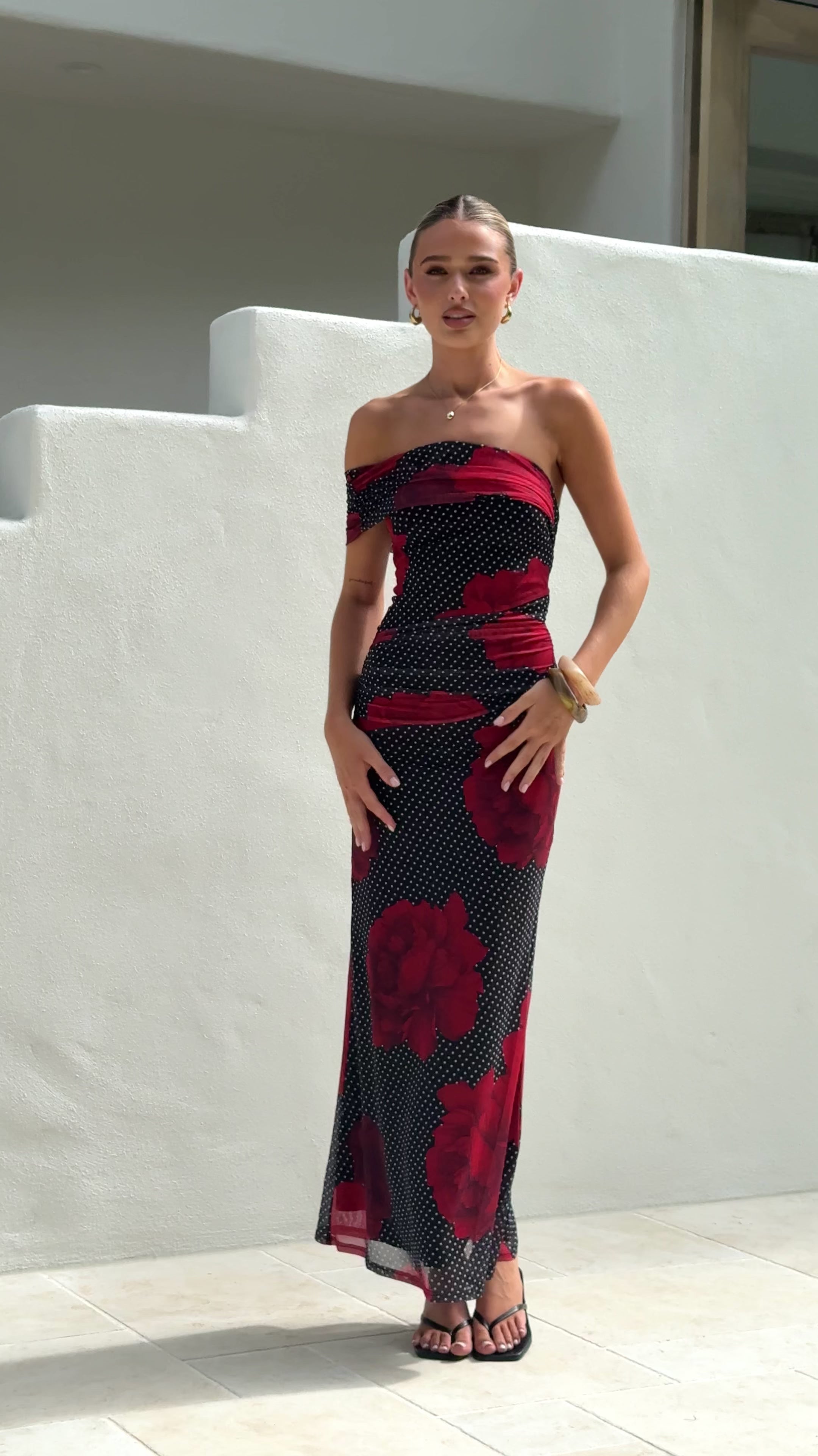 Load video: Freeda Maxi Dress - Black Floral - Billy J