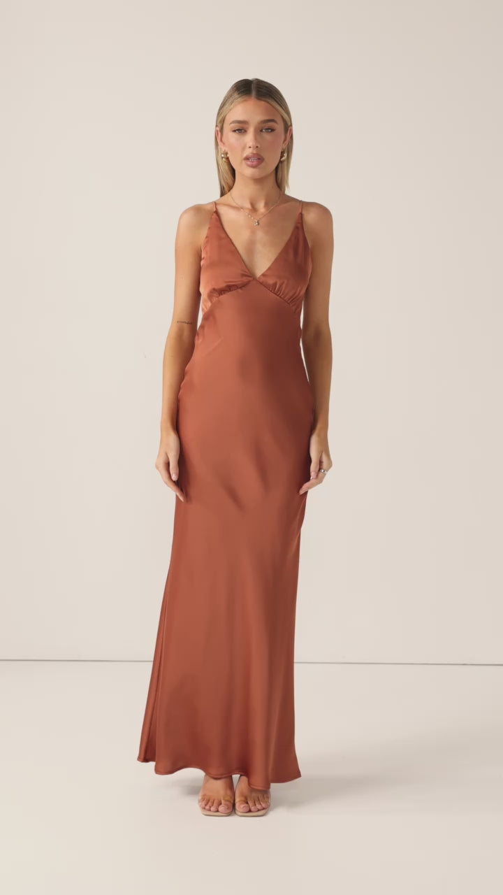 Load video: Ziah Maxi Dress - Copper - Billy J
