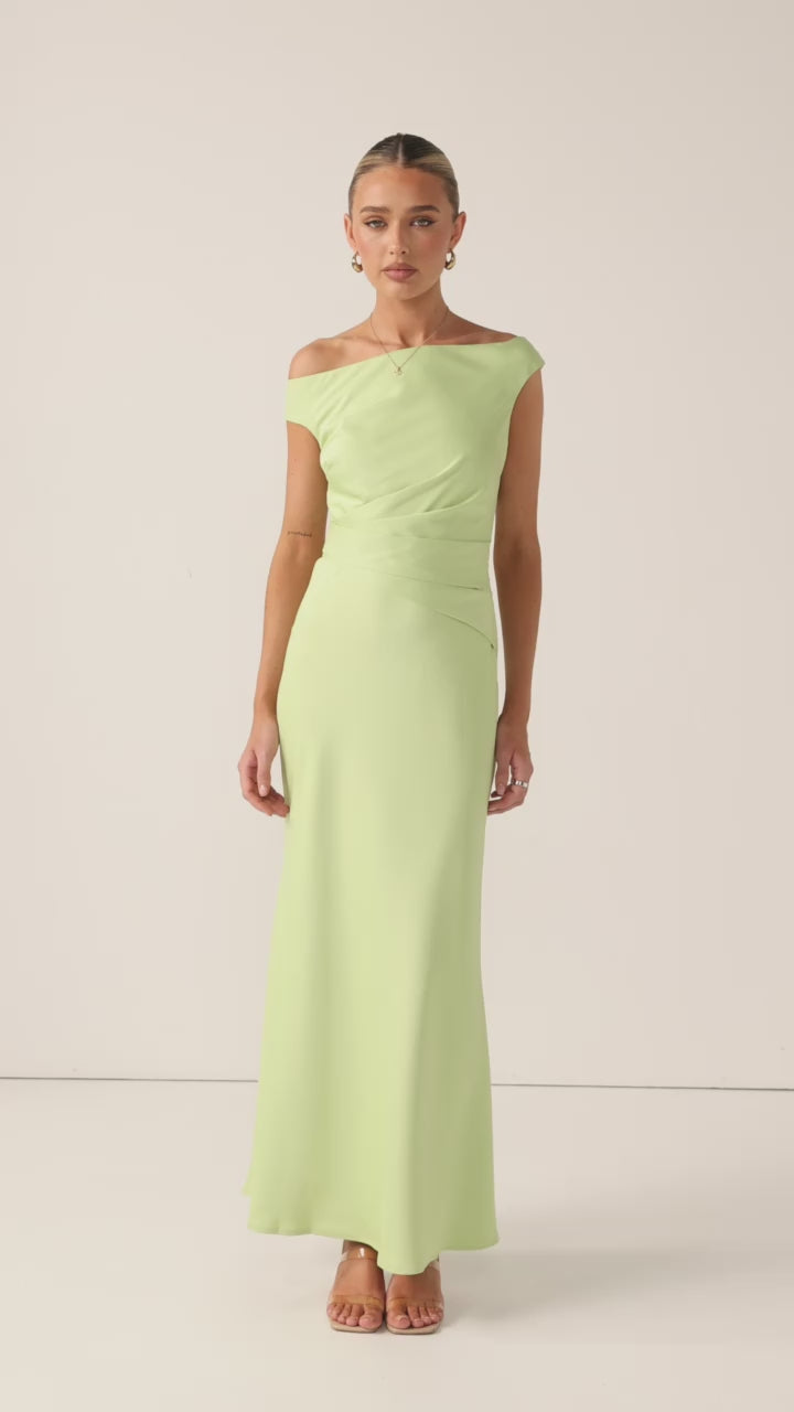 Auria Off Shoulder Maxi Dress - Key Lime - Billy J