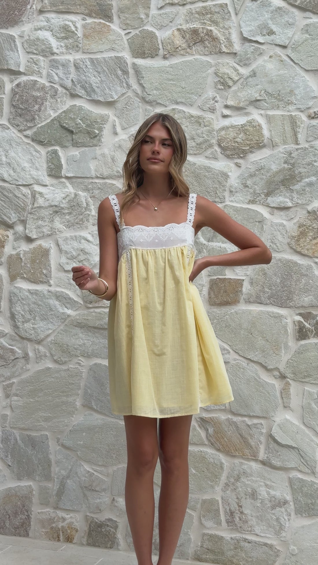 Lacey Mini Dress - Lemon - Billy J