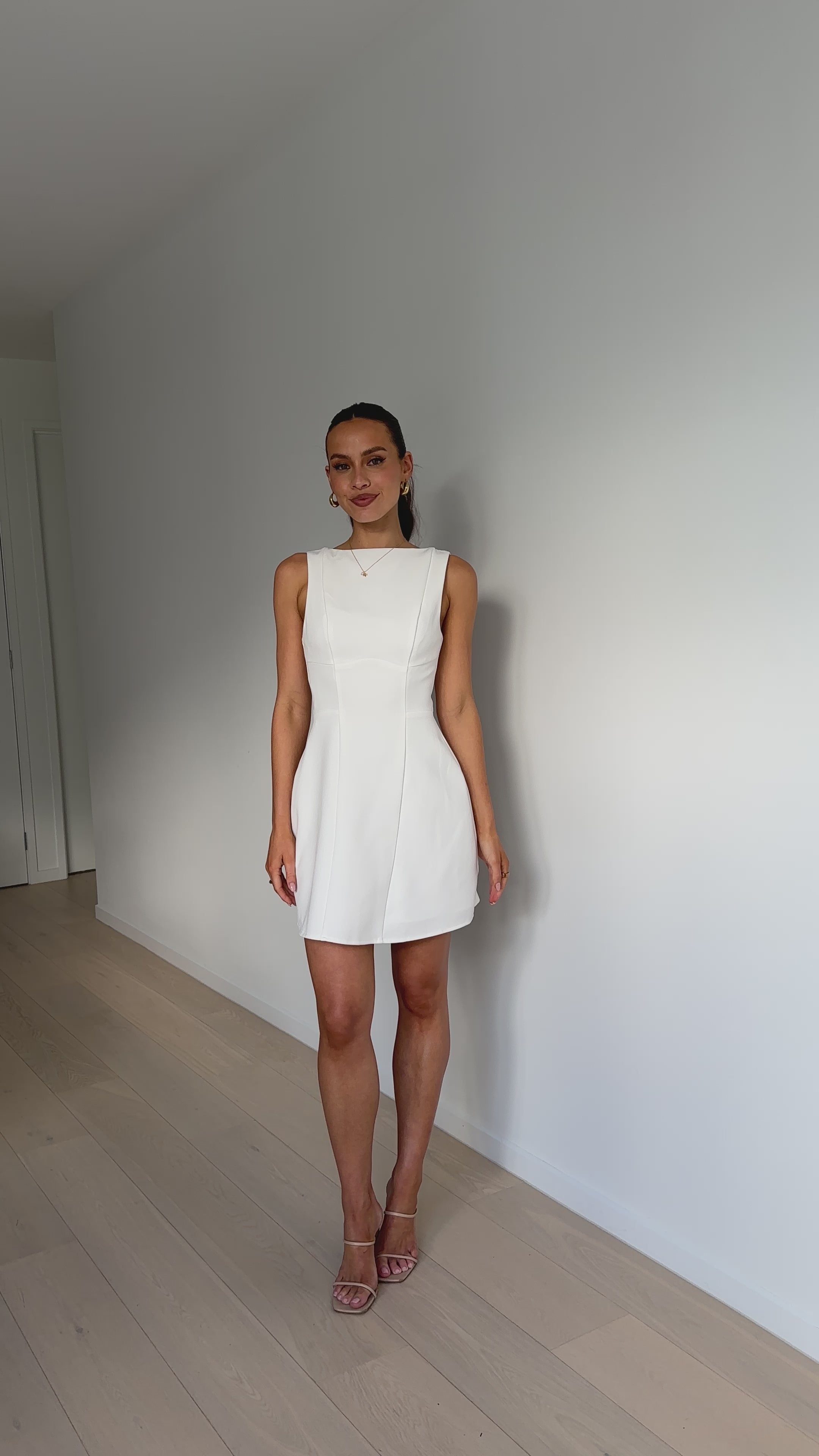 Load video: Rafiki Mini Dress - White - Billy J