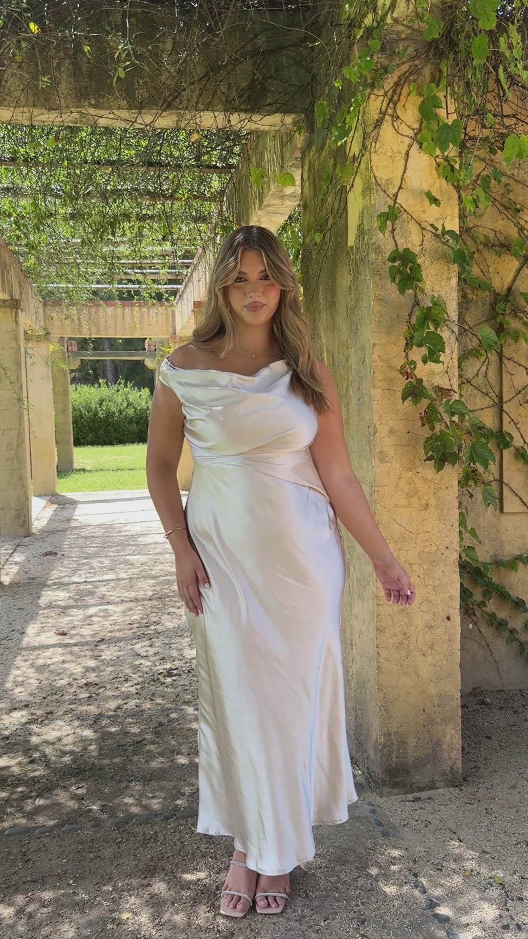 Auria Off Shoulder Maxi Dress - Champagne - Billy J