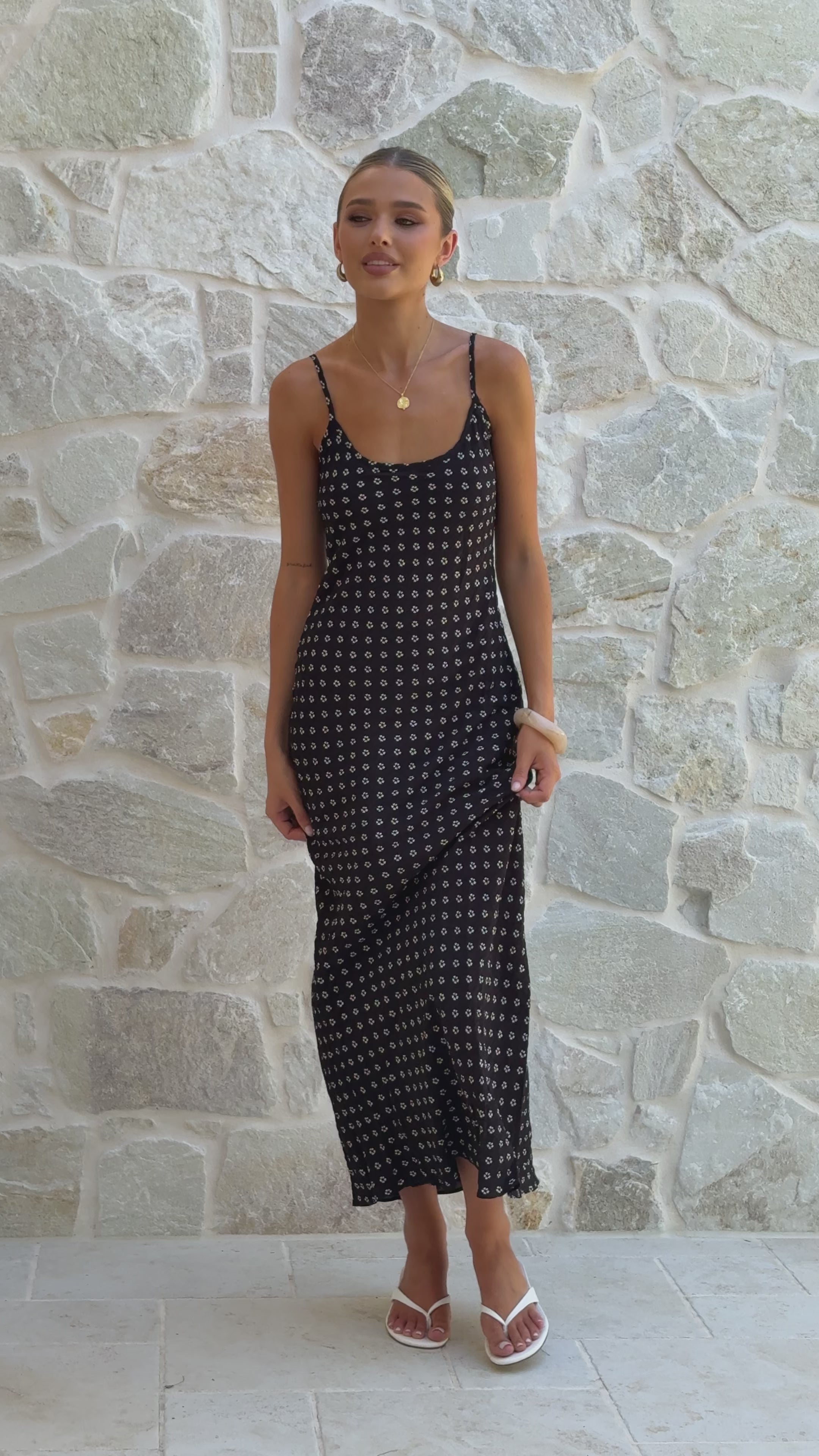 Load video: Shania Maxi Dress - Black Floral - Billy J