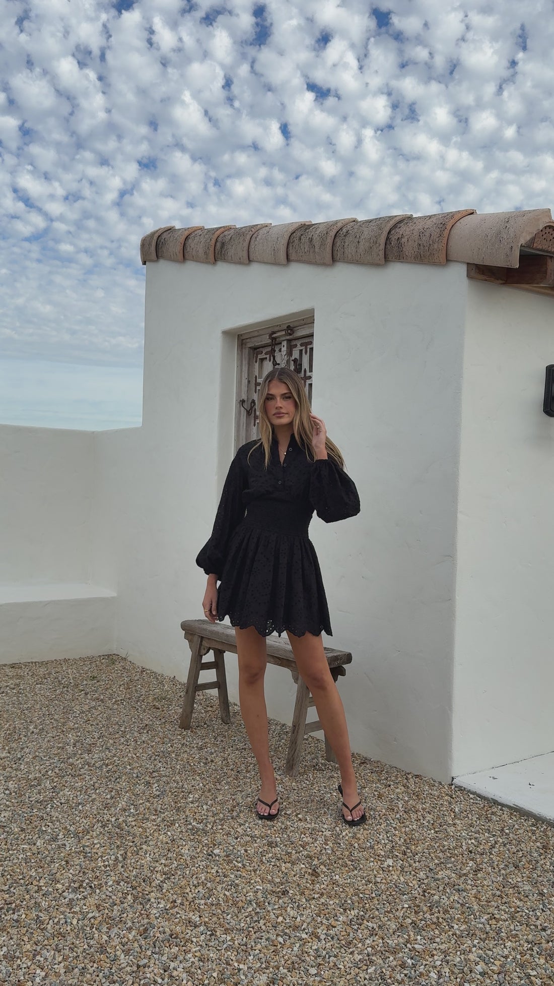 Brittney Long Sleeve Mini Dress - Black - Billy J
