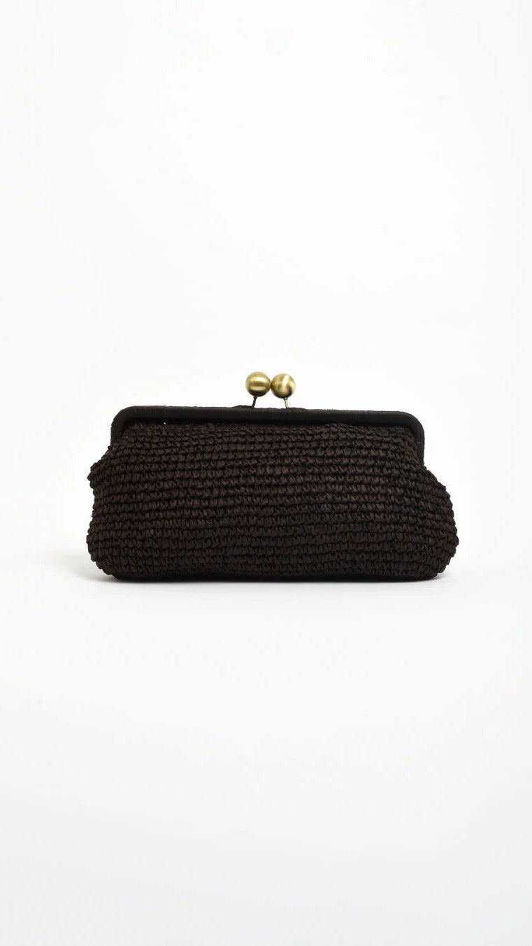 Clip Top Elongated Clutch - Chocolate - Billy J