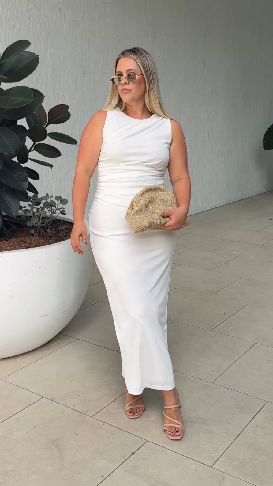 Sarsha Boatneck Maxi Dress - White - Billy J