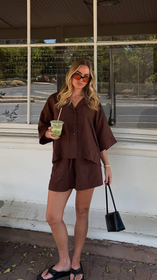 Luna Button Up Shirt - Chocolate - Billy J