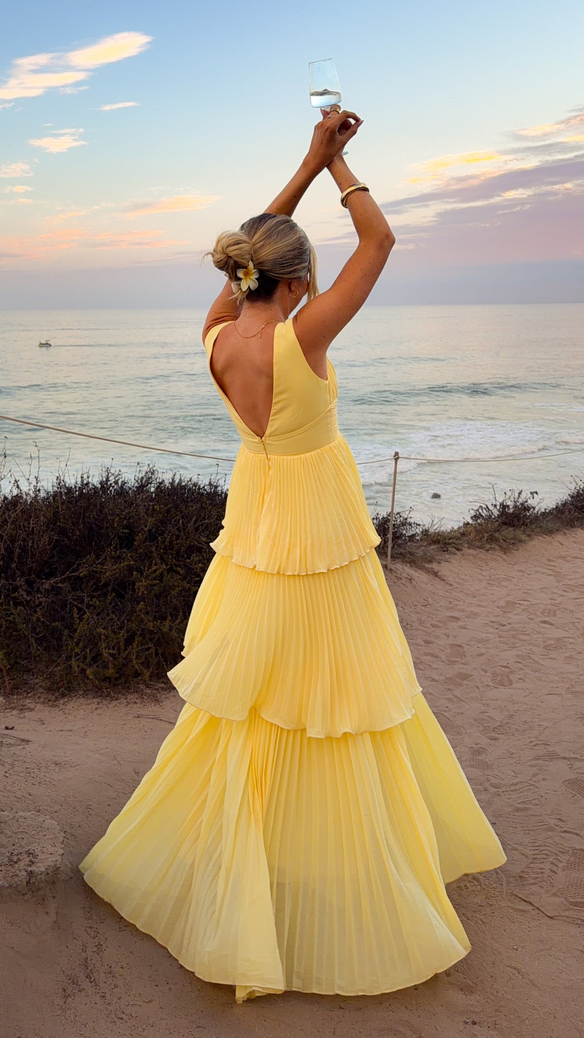 Kaelan Tiered Maxi Dress - Yellow - Billy J