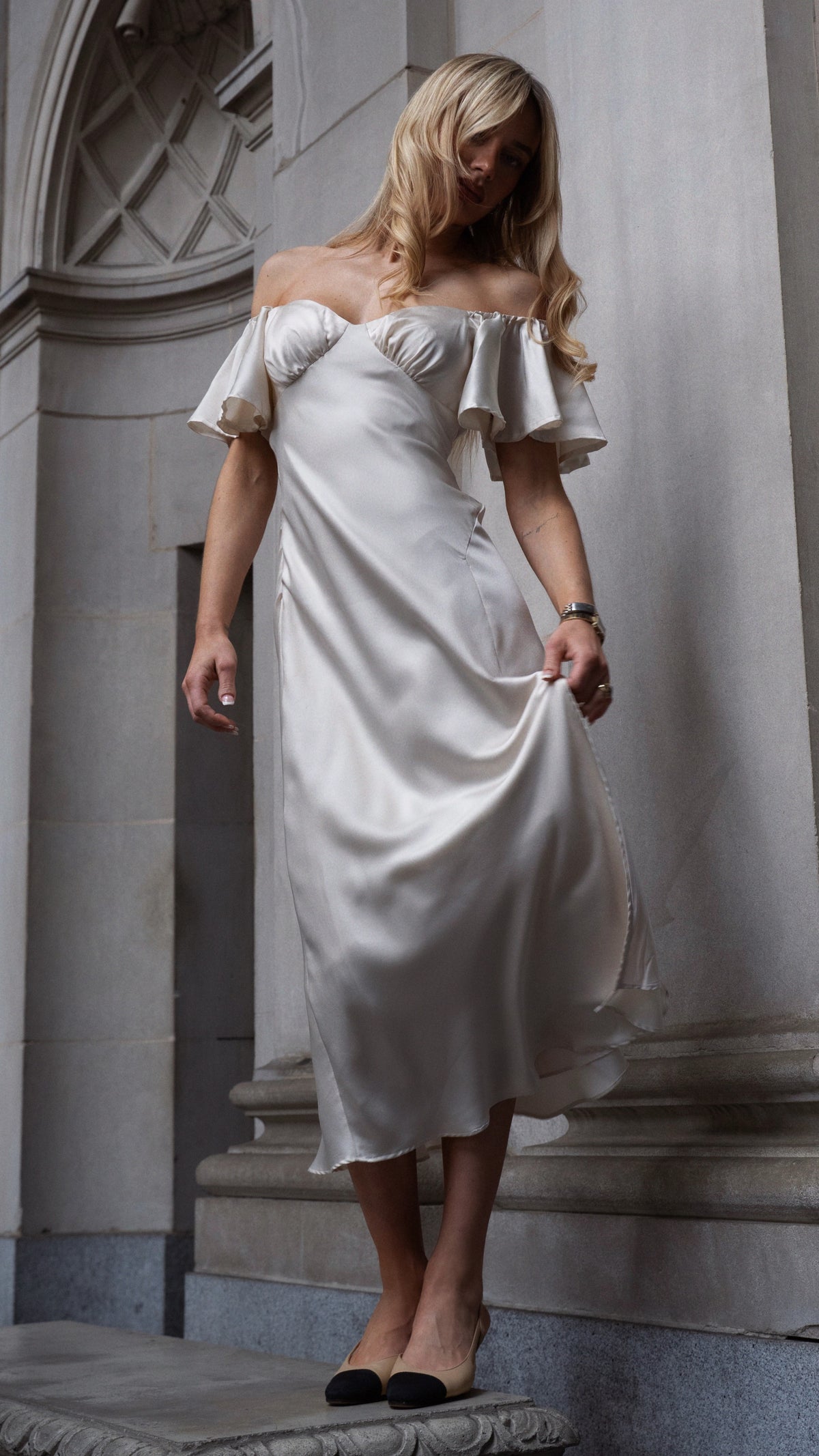 Louisa Midi Dress - Ivory - Billy J